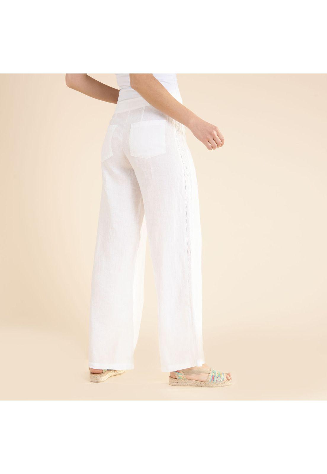 Pantalón Lino Orgánico Mujer Aman Blanco-2