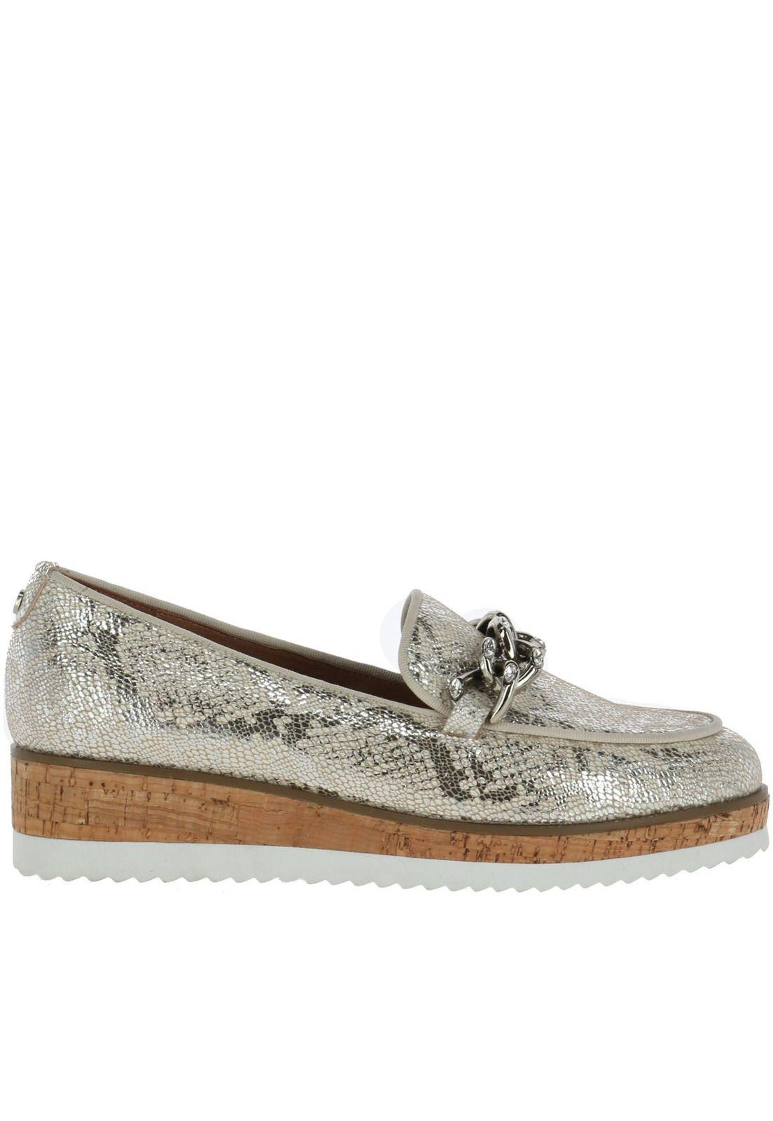 Zapato Cuero Spin Plateado-0