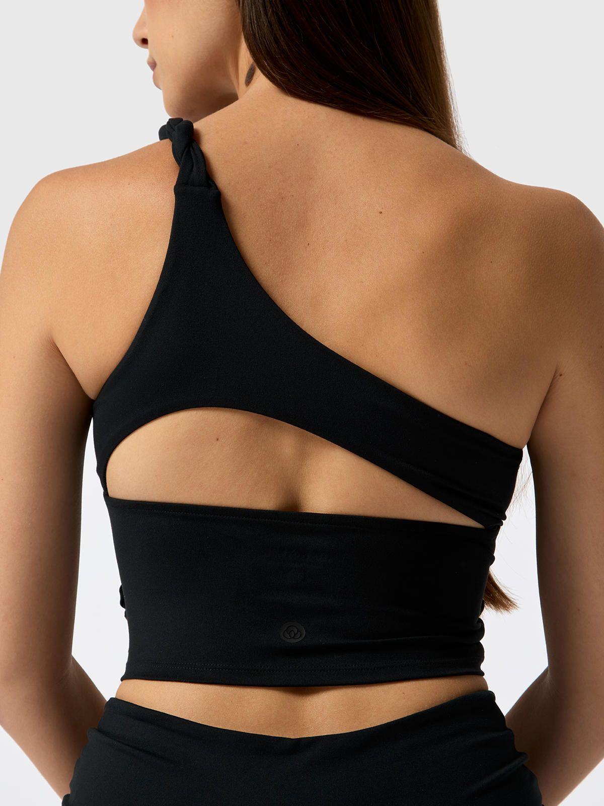Peto Crop 1 Shoulder Aloe Negro Mujer-3