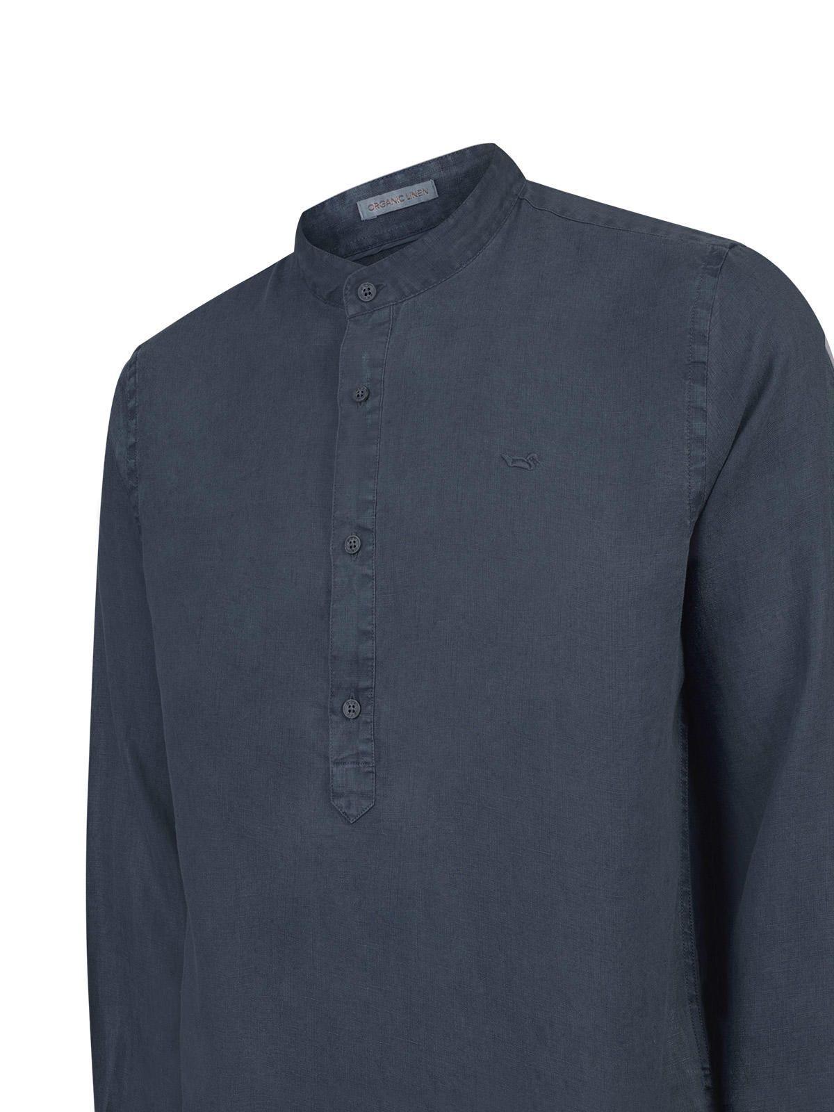 Camisa Lino Orgánico Hombre Linenmao Azul-3