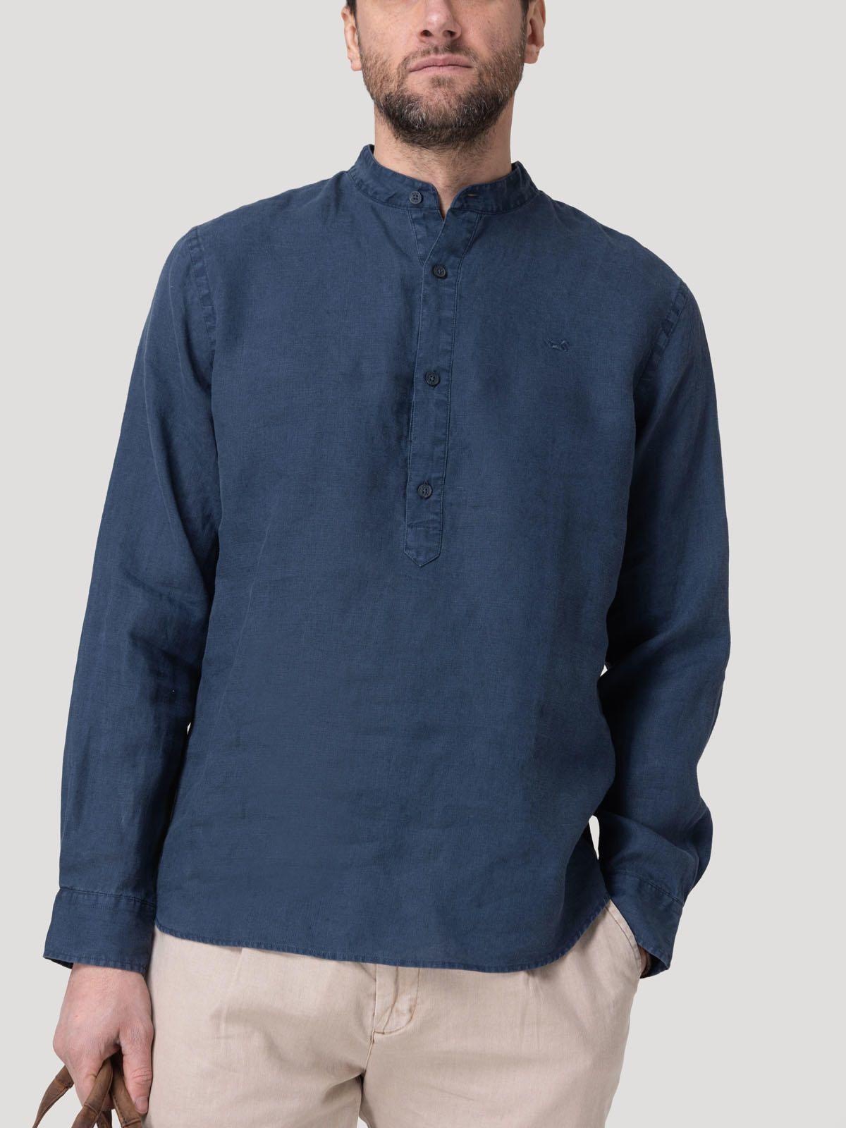 Camisa Lino Orgánico Hombre Linenmao Azul-4
