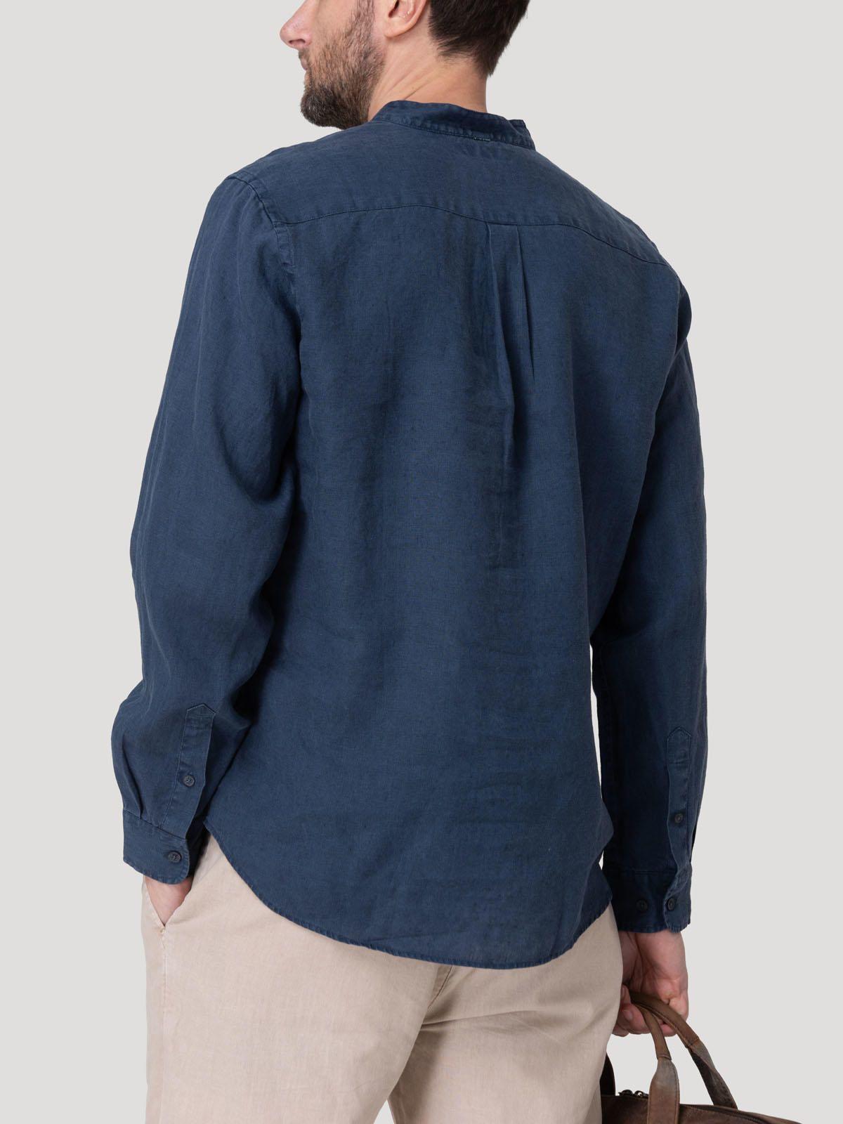 Camisa Lino Orgánico Hombre Linenmao Azul-5