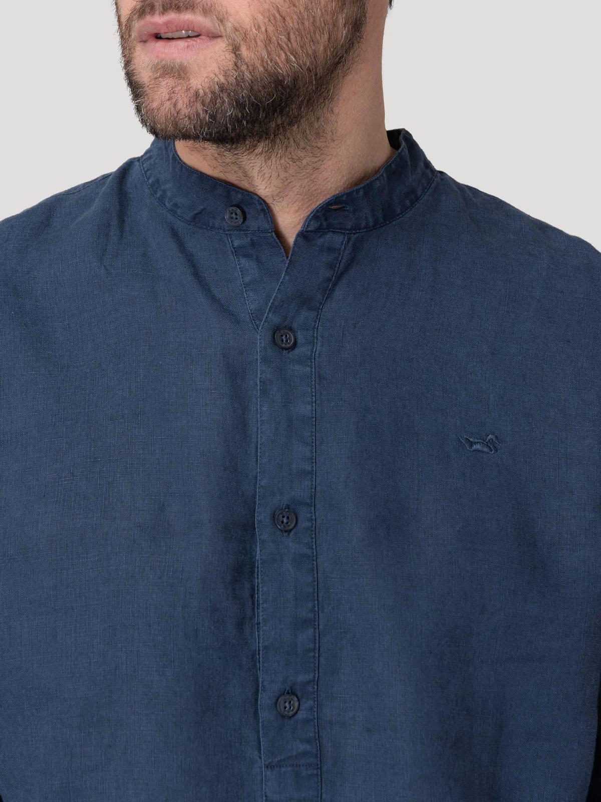 Camisa Lino Orgánico Hombre Linenmao Azul-6
