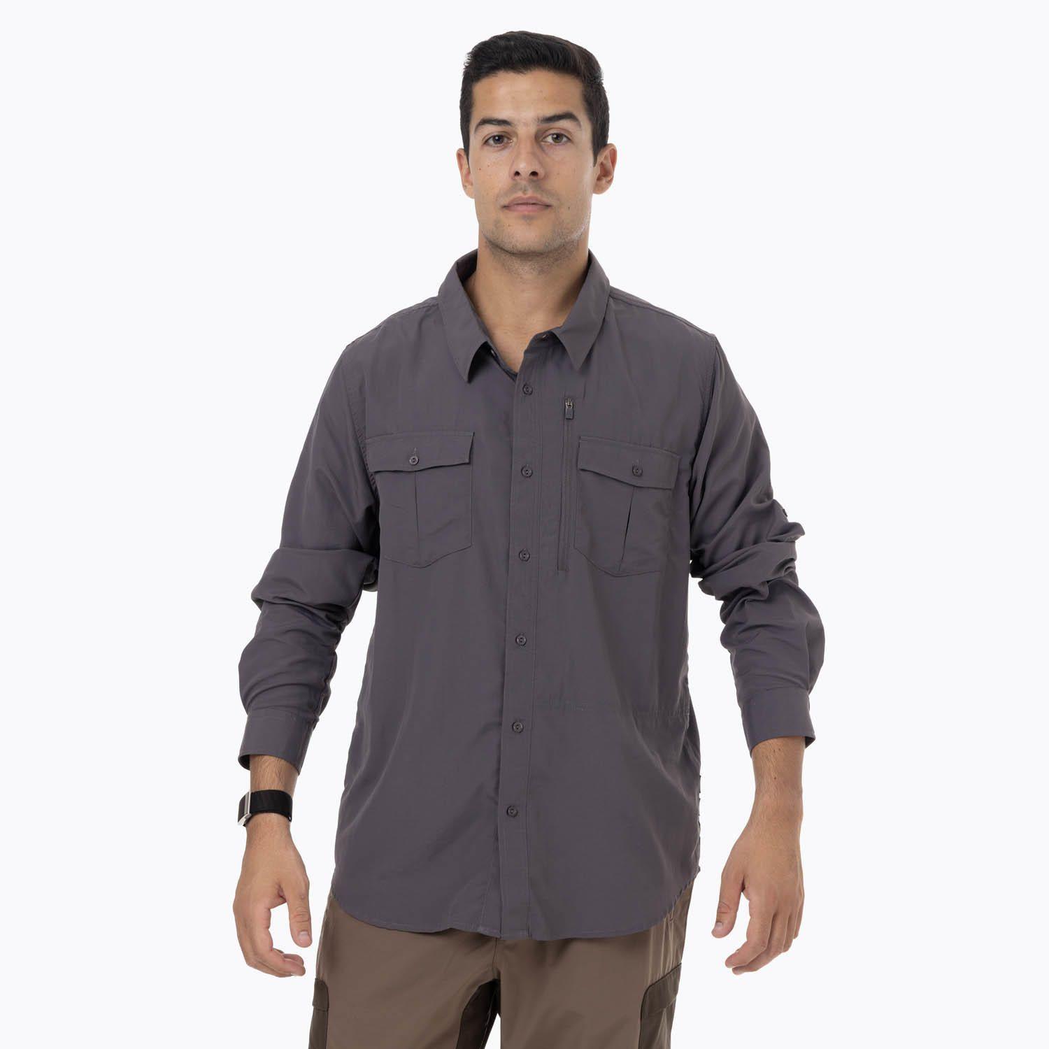 Camisa Manga Larga Hombre Kuskov Gris-0