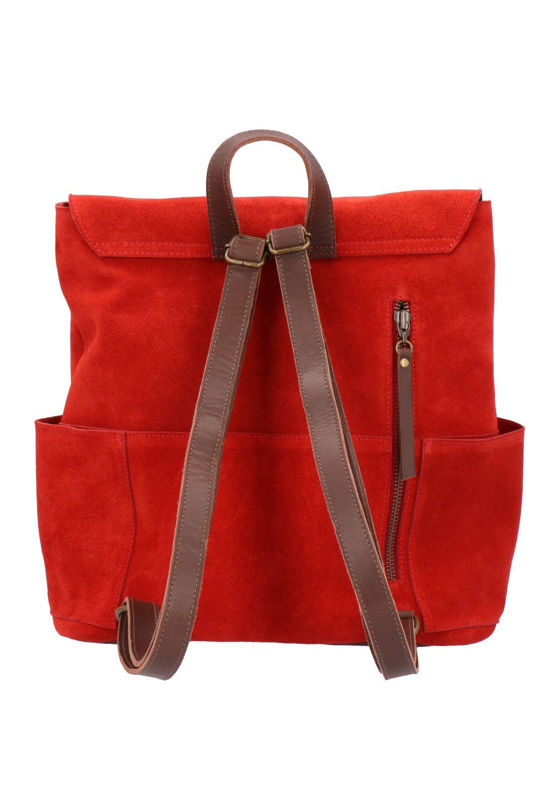 Mochila Cuero Esmeralda Back Rojo Mujer-2
