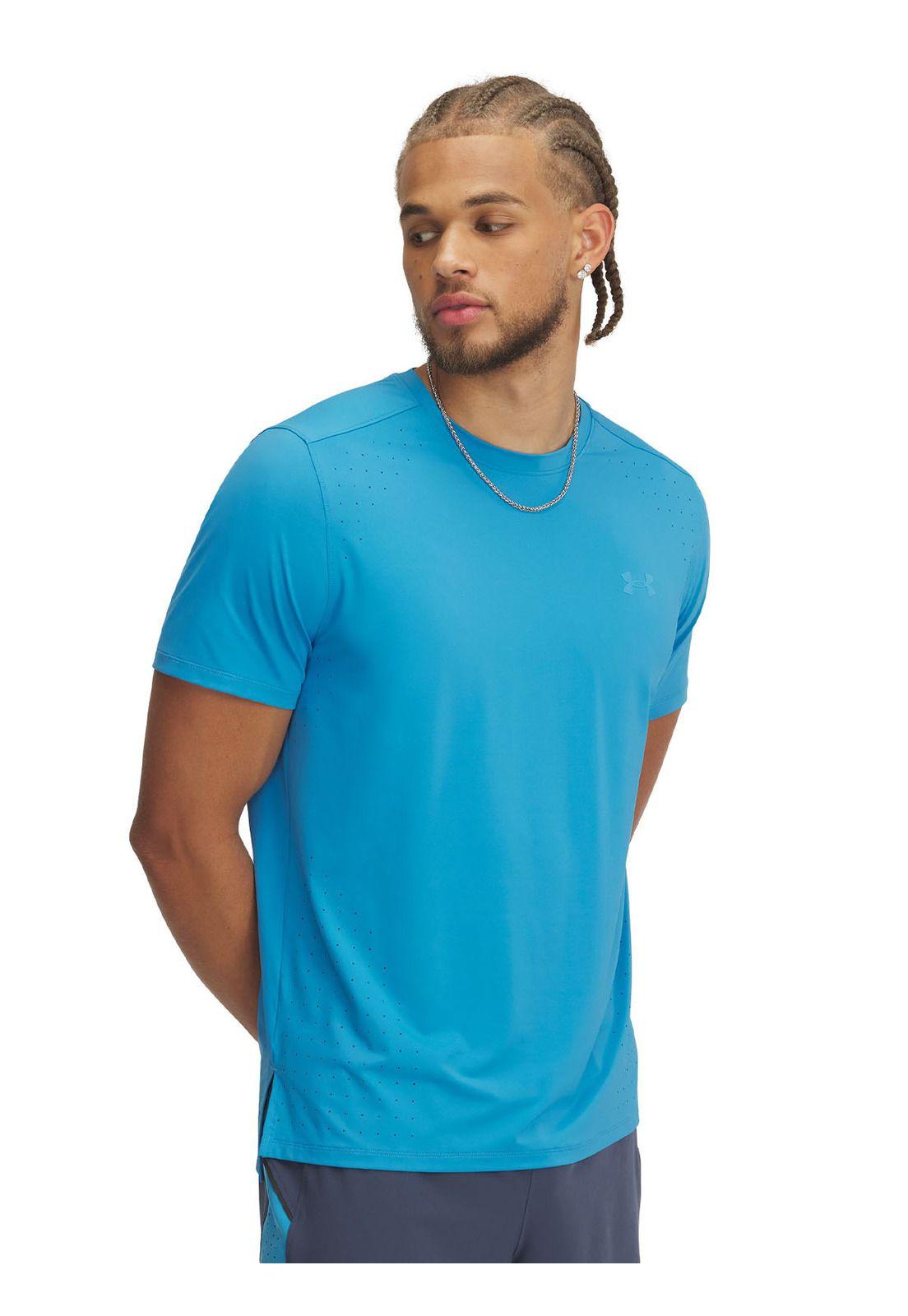 Polera Manga Corta Ua Launch Elite Azul Para Hombre-0