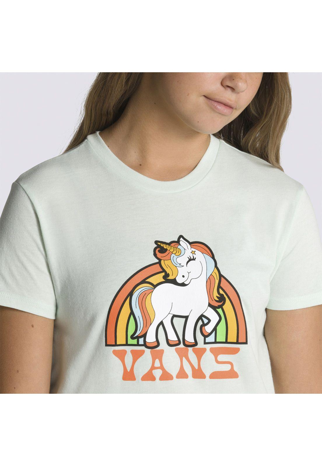 Polera M/C Unicorn Rainbow Crew Celeste Niño-4