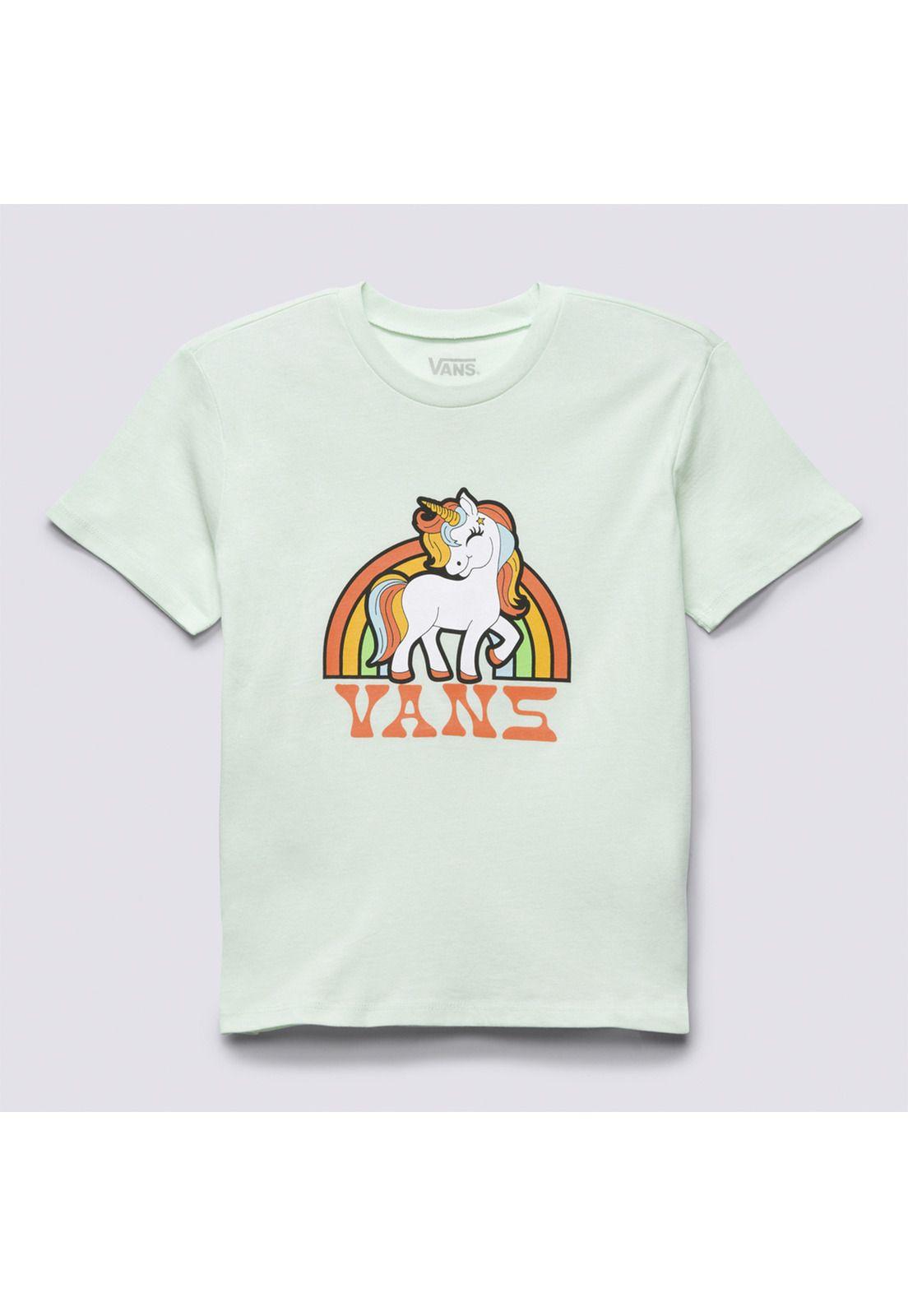 Polera M/C Unicorn Rainbow Crew Celeste Niño-5