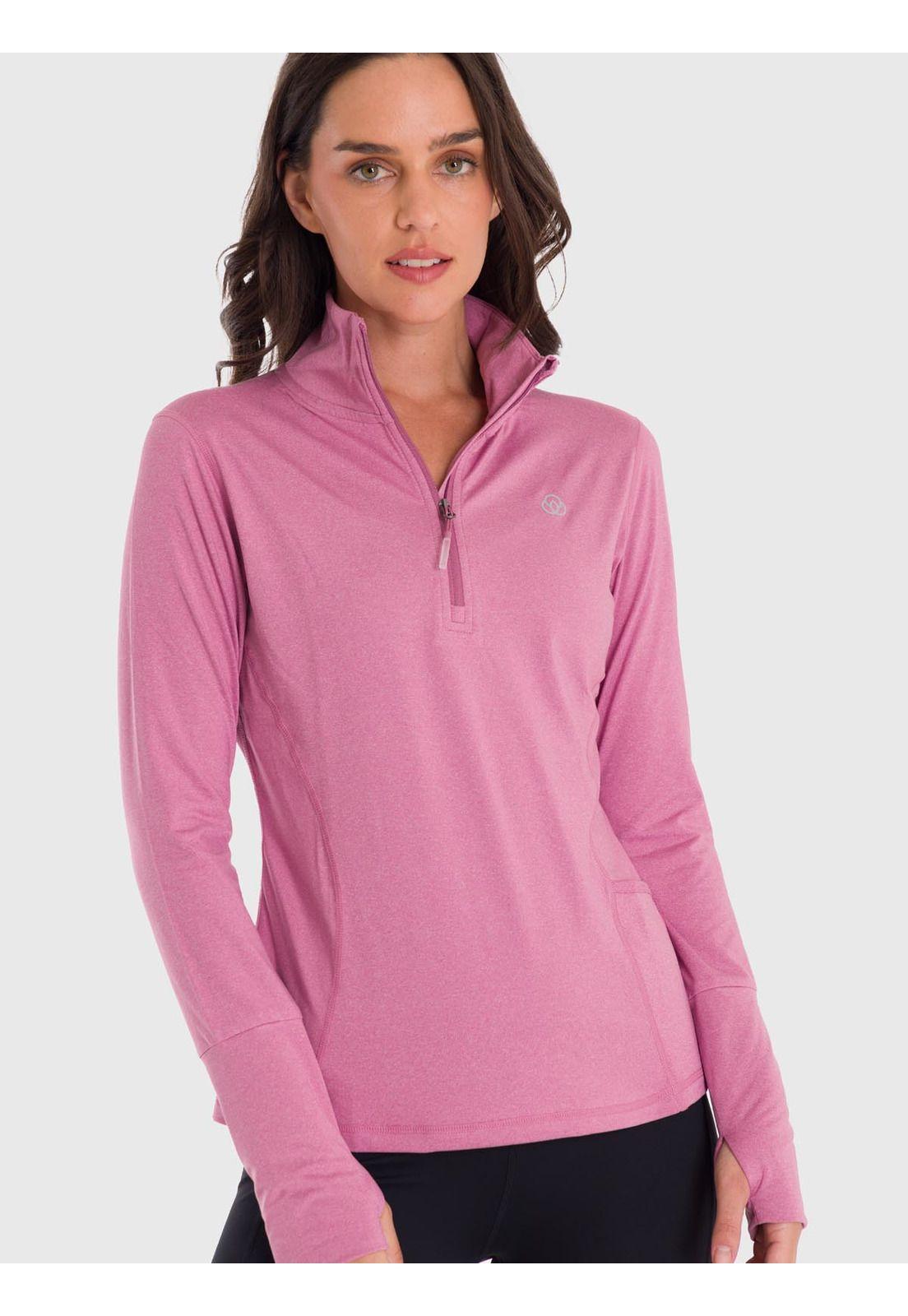 Polerón Mujer Half Zip Rosado-1