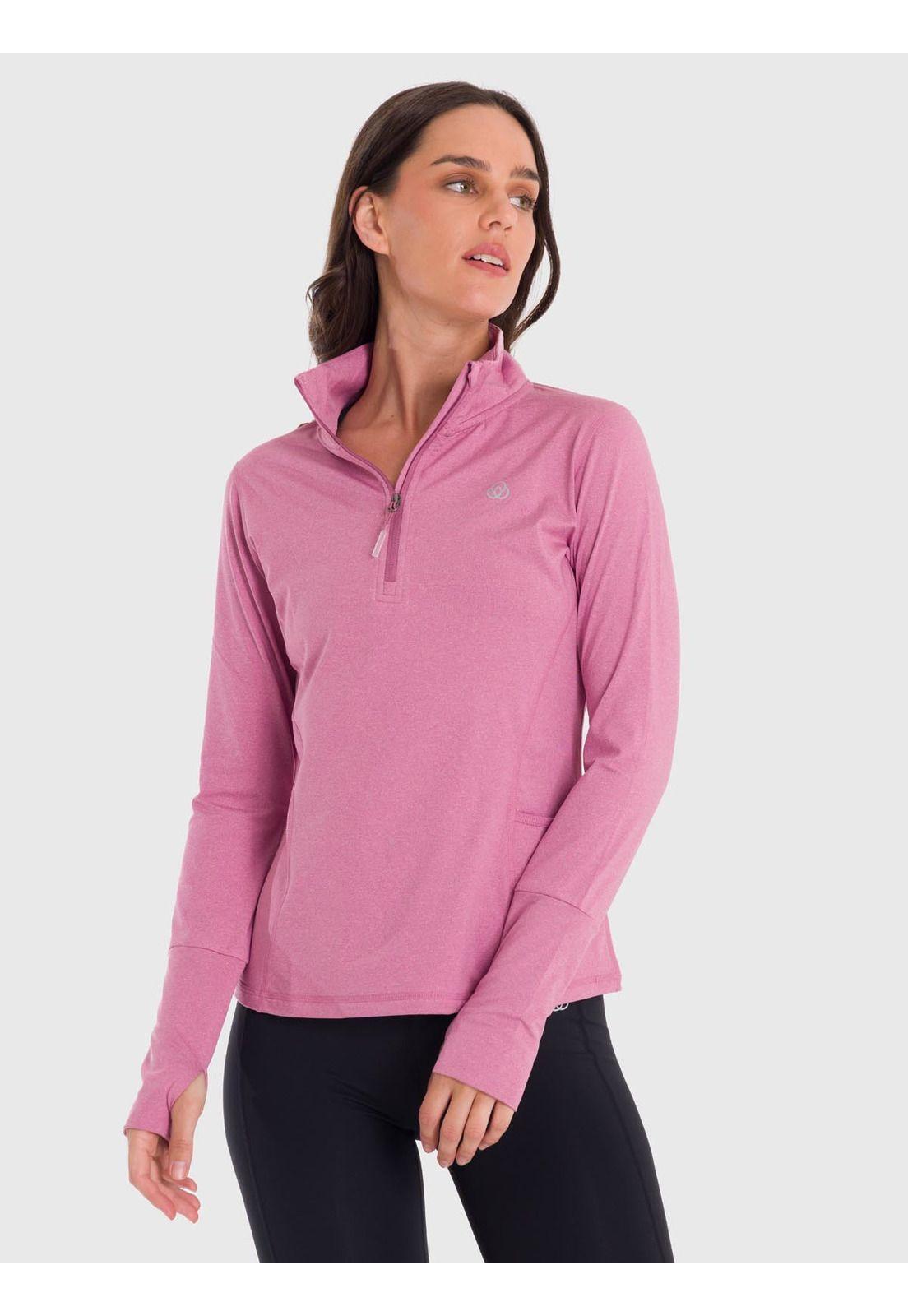 Polerón Mujer Half Zip Rosado-4