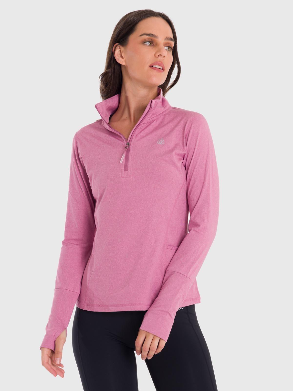 Polerón Mujer Half Zip Rosado-4