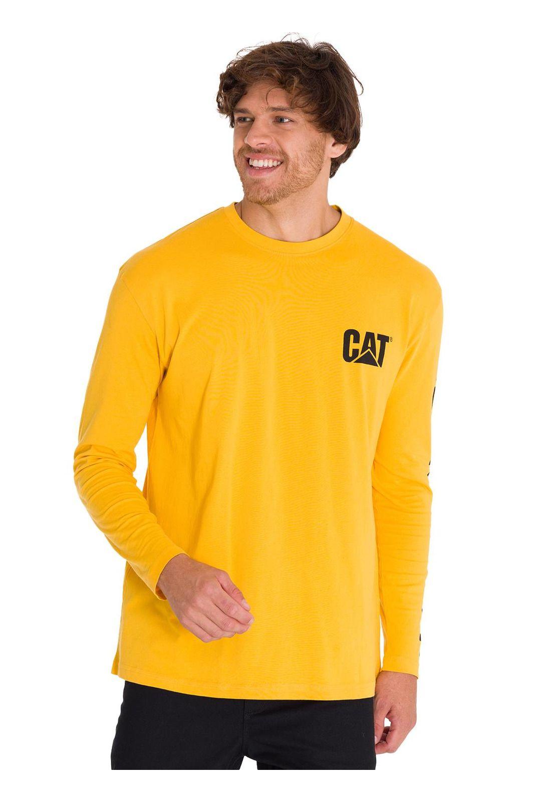 Polera Manga Larga Logo Hombre Amarillo-0