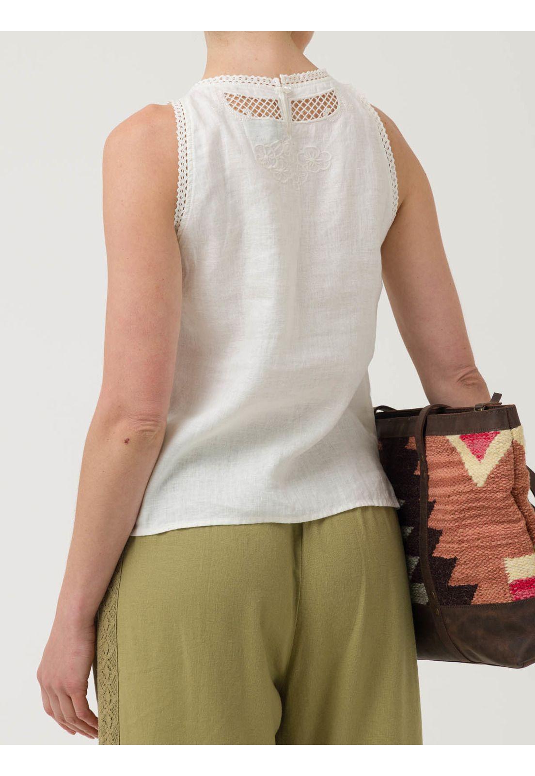 Blusa Lino Orgánico Mujer Cleep Blanco -5
