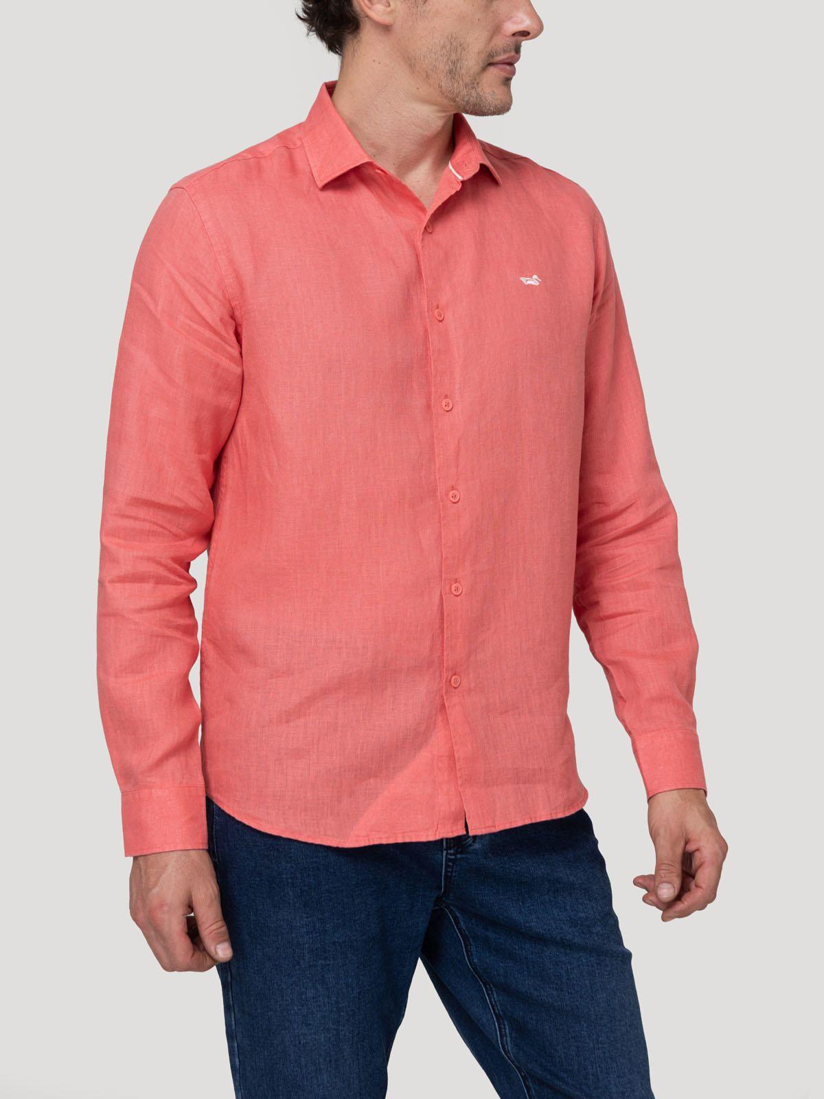 Camisa Lino Orgánico Hombre Linenit Rojo-4