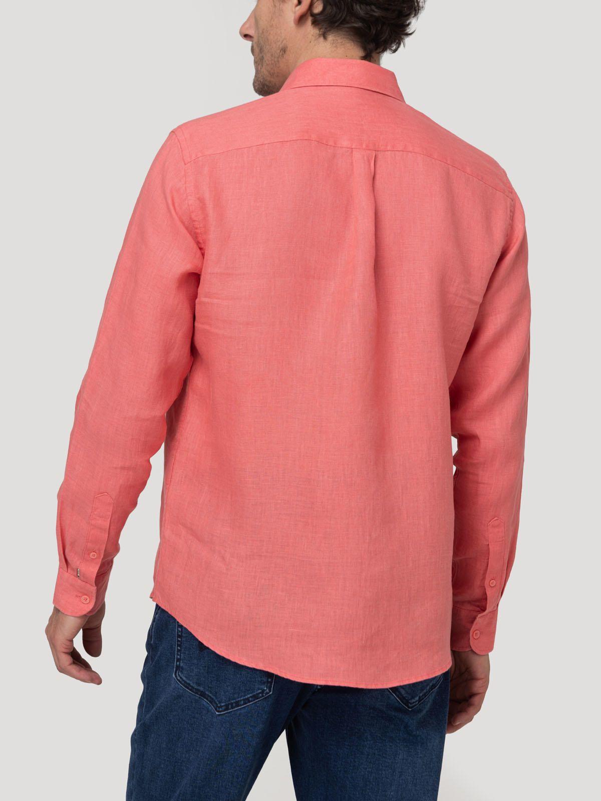 Camisa Lino Orgánico Hombre Linenit Rojo-5
