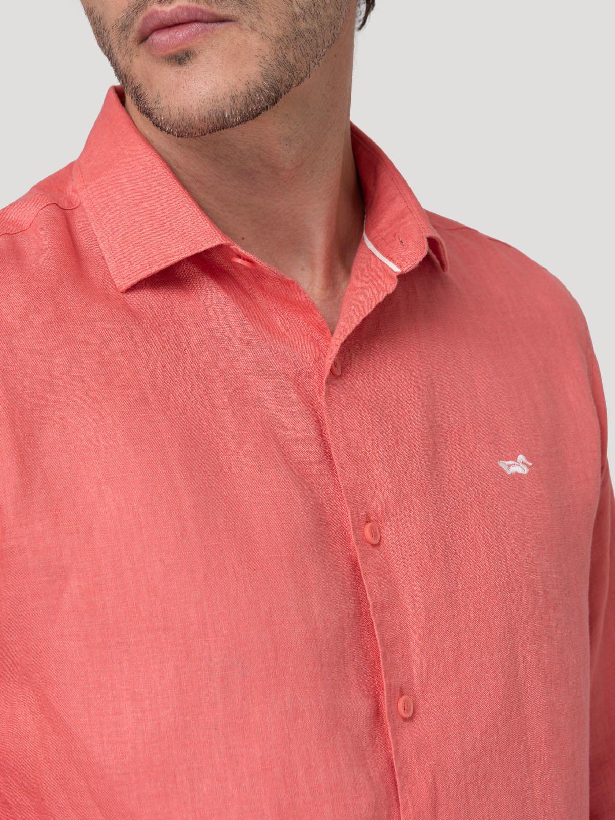 Camisa Lino Orgánico Hombre Linenit Rojo-6