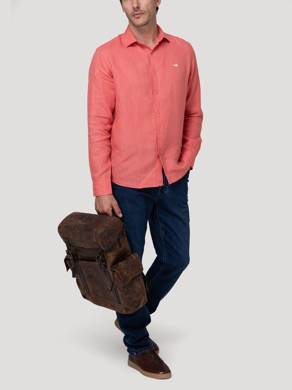 Camisa Lino Orgánico Hombre Linenit Rojo-7