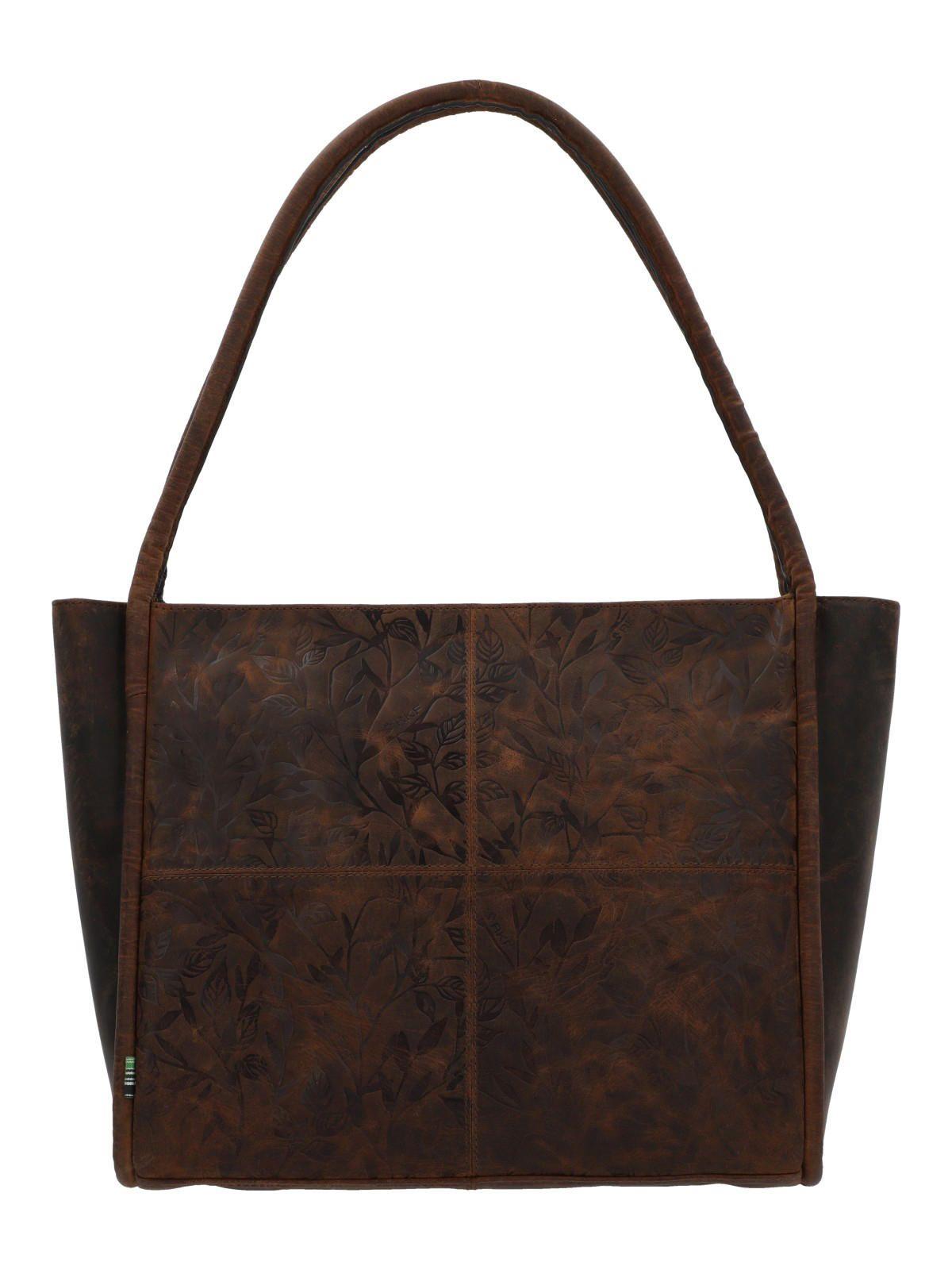 Cartera Cuero Mujer Oh Flowry Tote Café-0