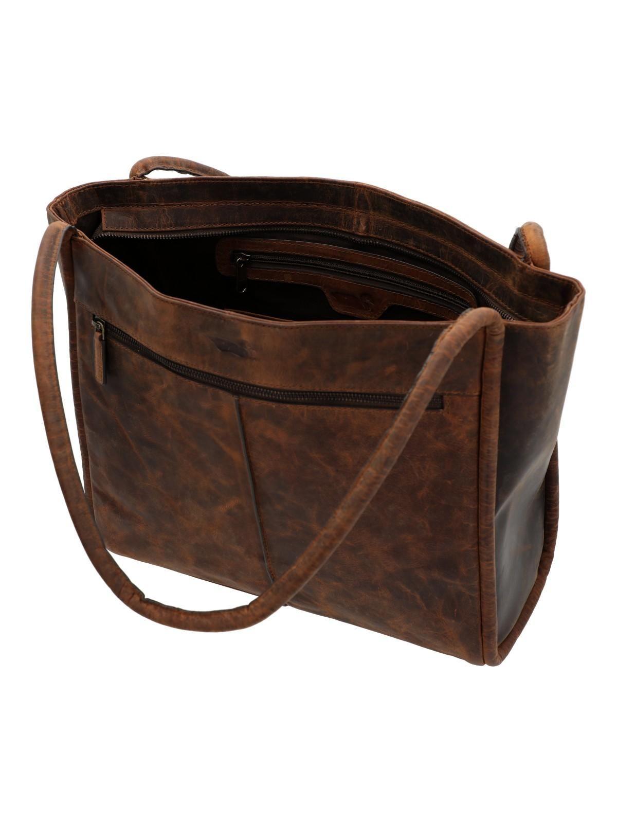 Cartera Cuero Mujer Oh Flowry Tote Café-3