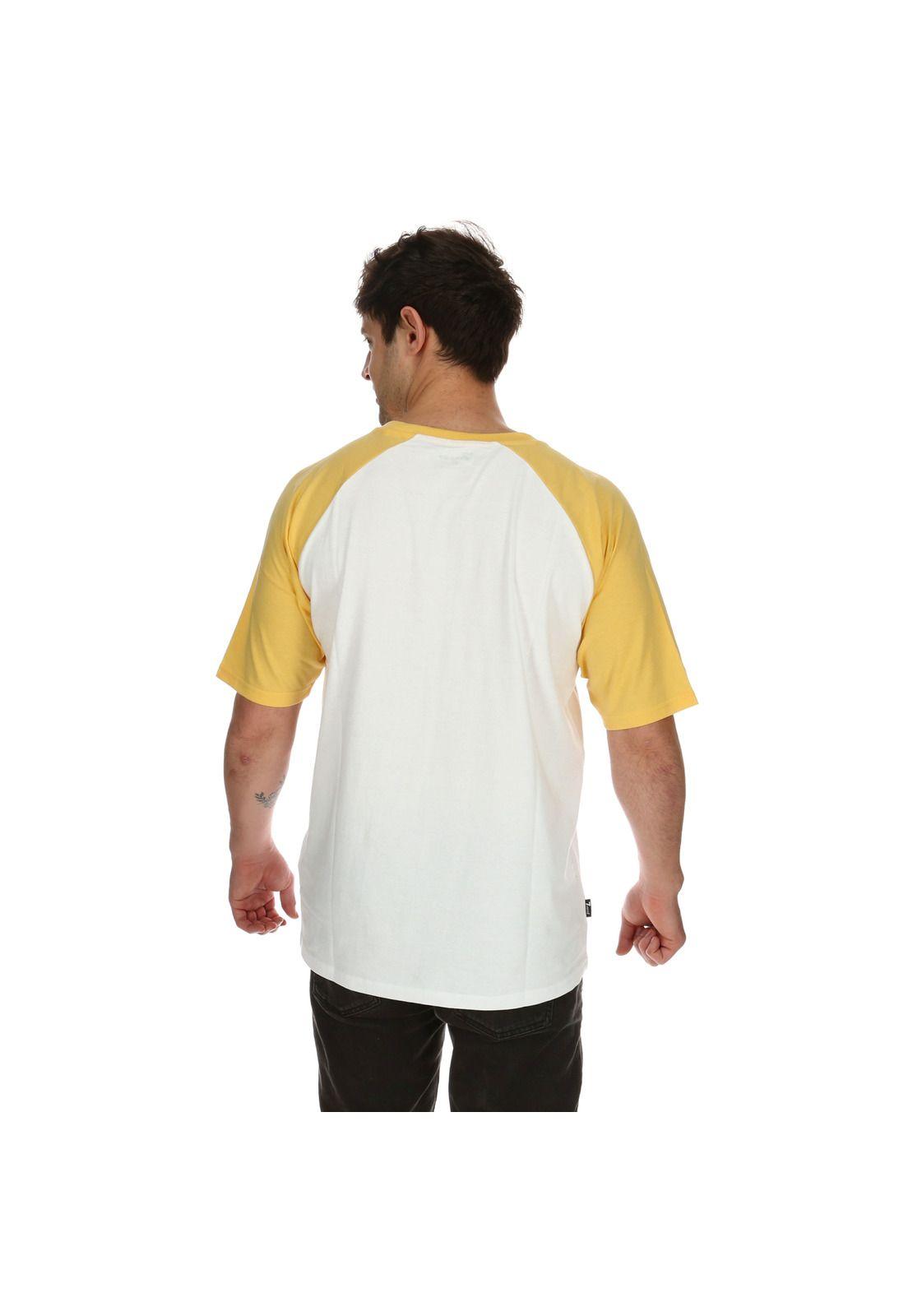 Polera M/C Hombre Raglan Surf Ss Blanco/Amarillo 7Veinte-2