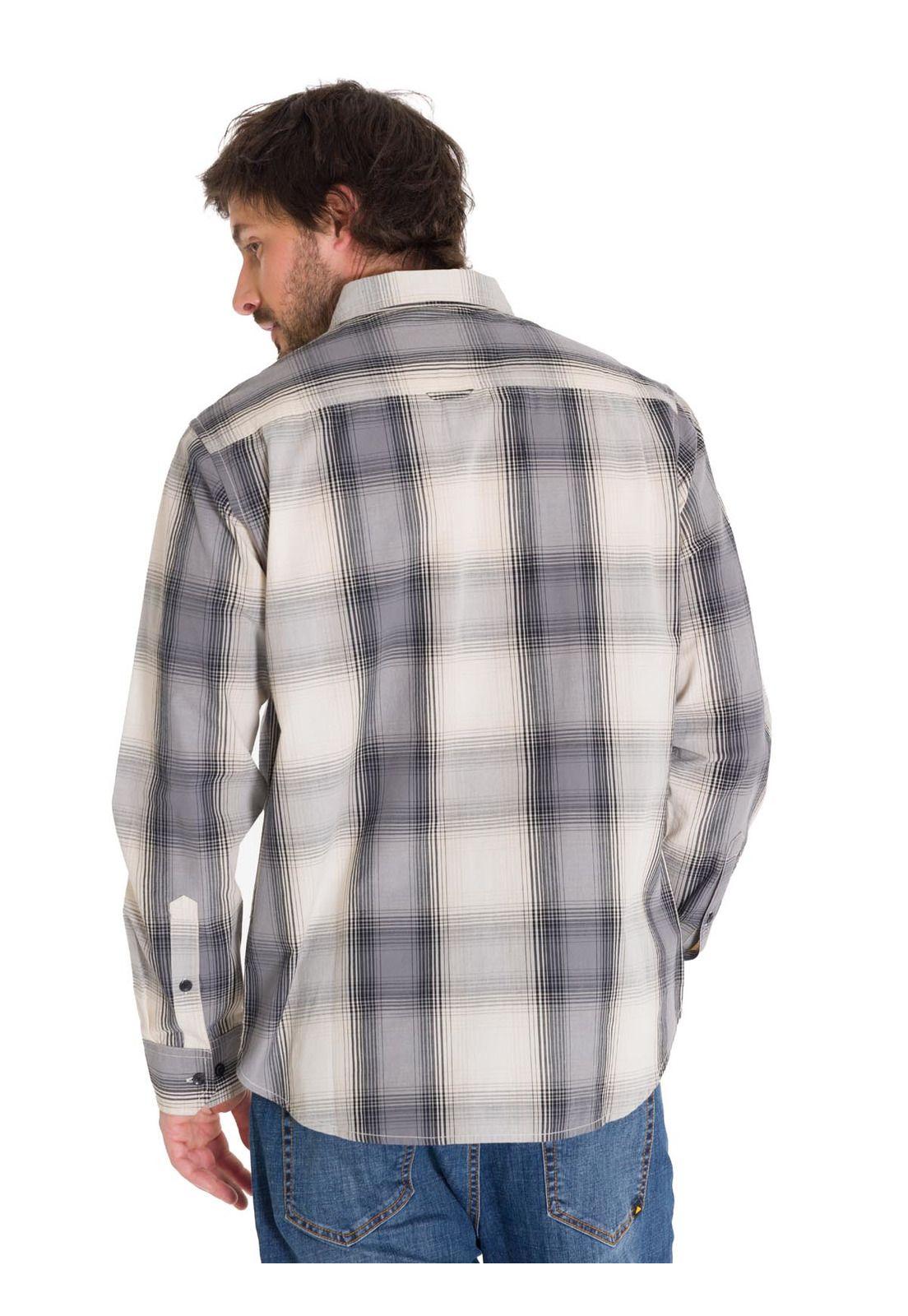Camisa Manga Larga Plaid Poplin Hombre Amarillo-3