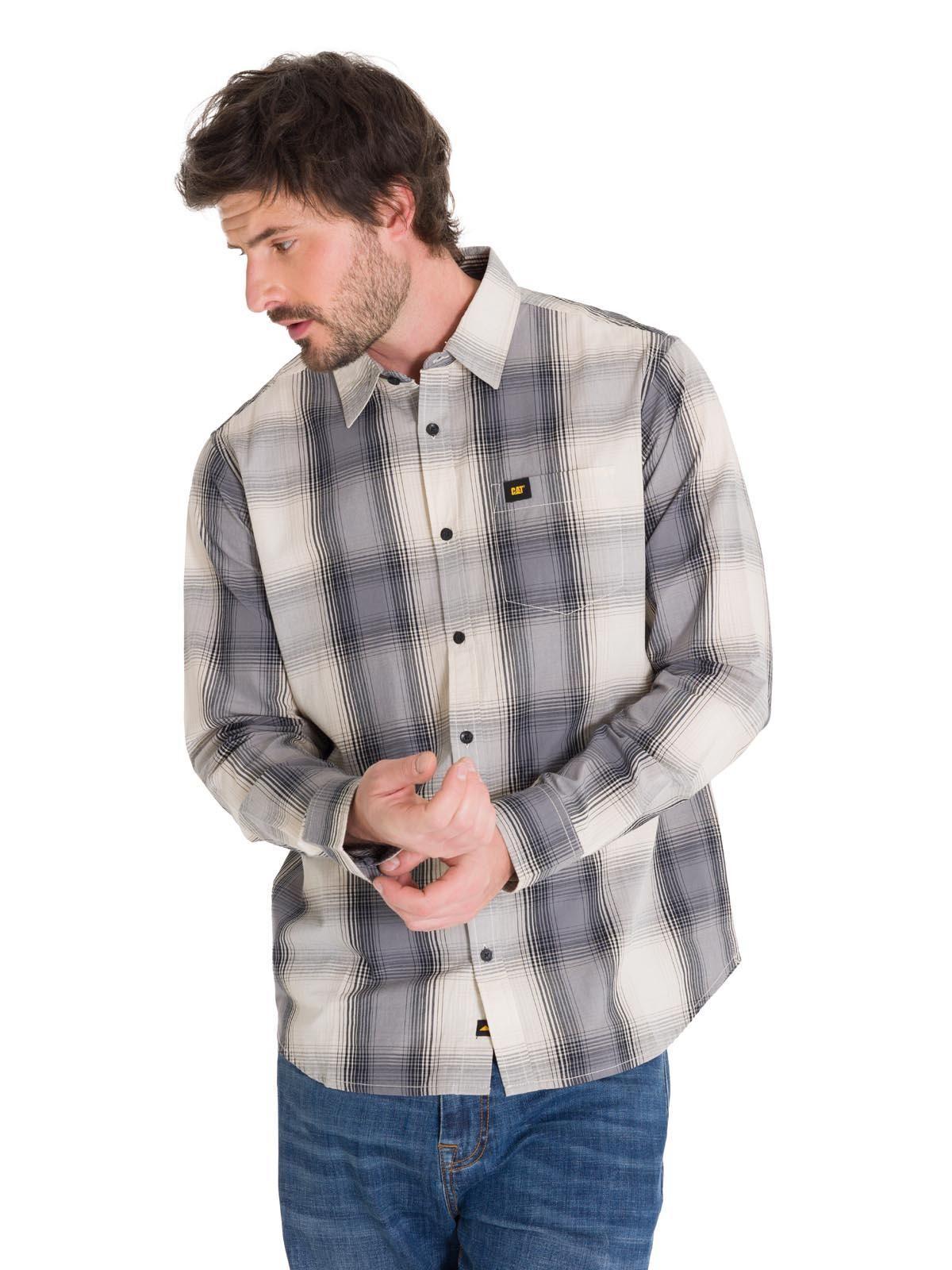 Camisa Manga Larga Plaid Poplin Hombre Amarillo-0