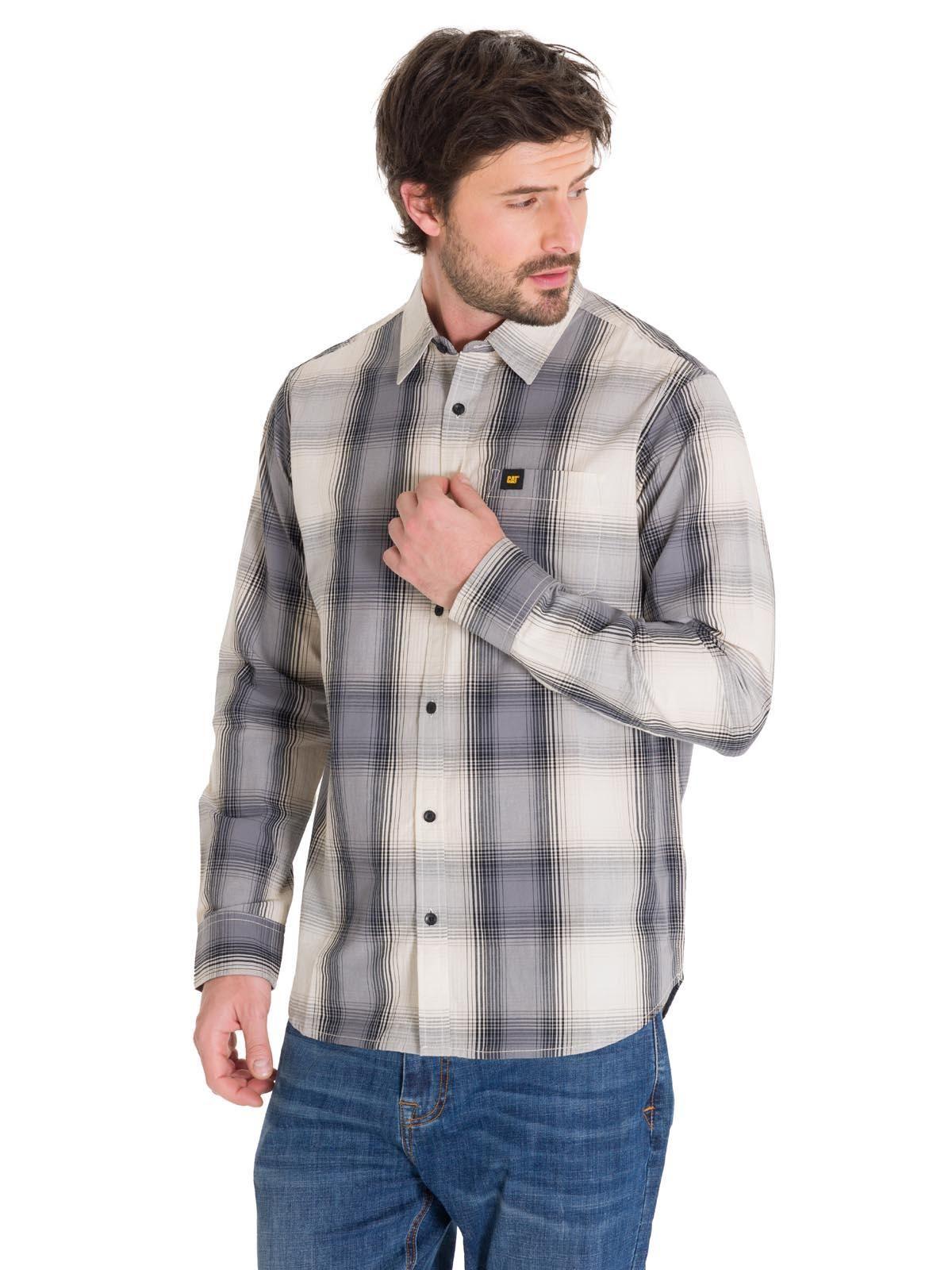 Camisa Manga Larga Plaid Poplin Hombre Amarillo-1