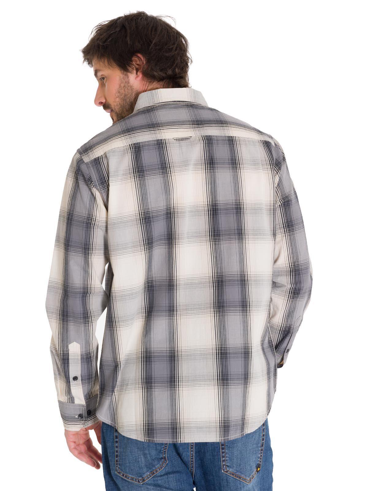 Camisa Manga Larga Plaid Poplin Hombre Amarillo-3