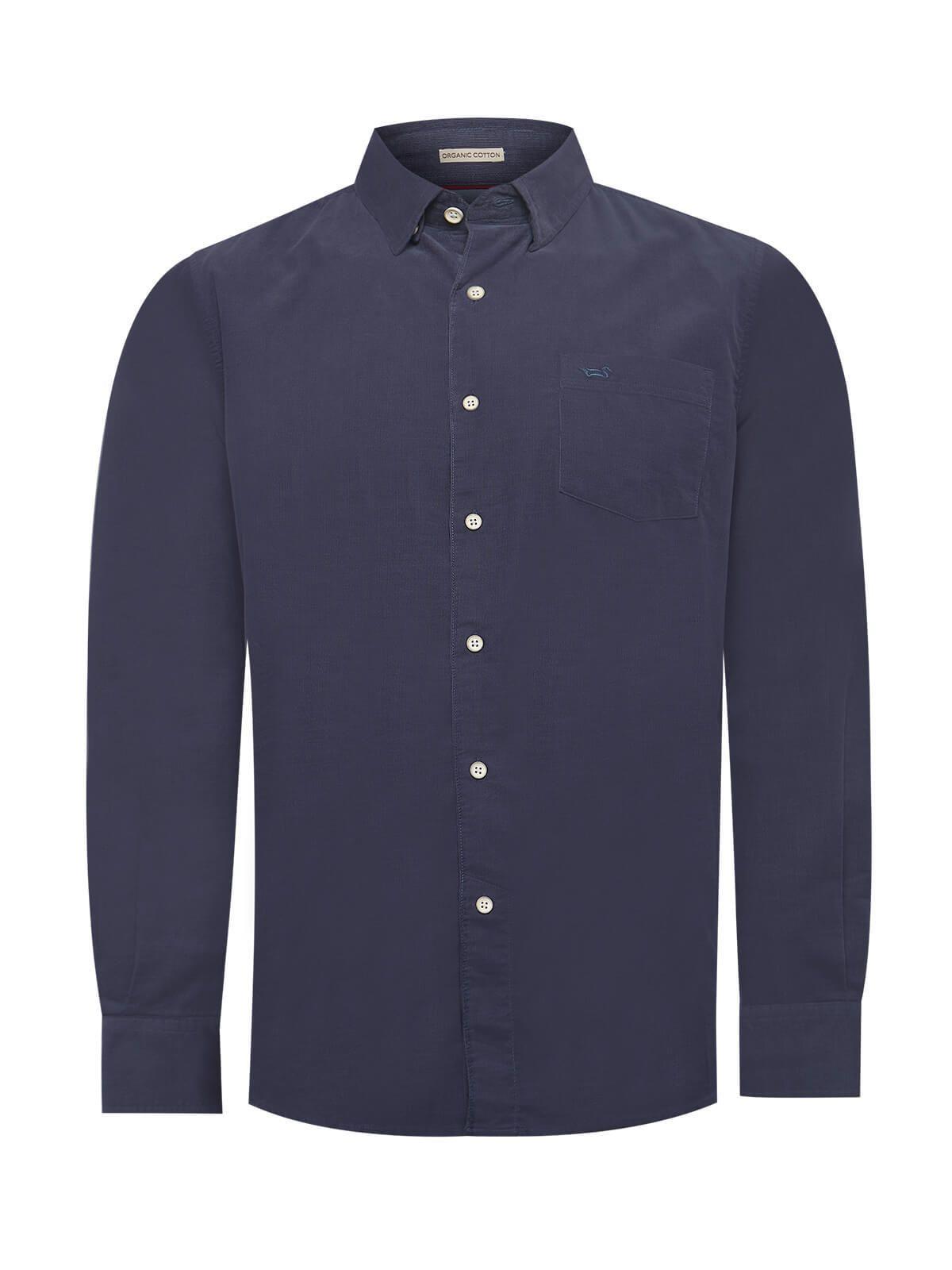Camisa Algodón Orgánico Hombre Corduroy Azul oscuro-0