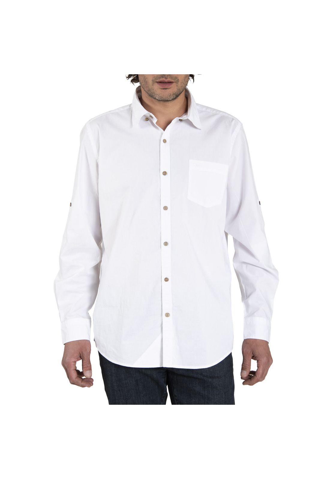 Camisa Algodón Organico Masculino Galiton Blanco Rockford-0