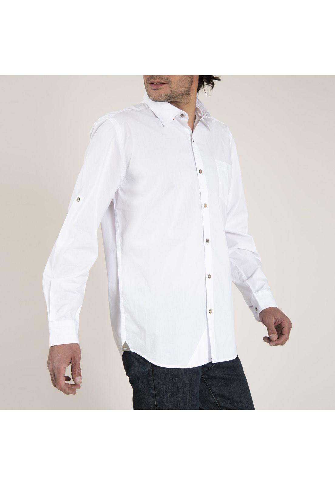 Camisa Algodón Organico Masculino Galiton Blanco Rockford-2