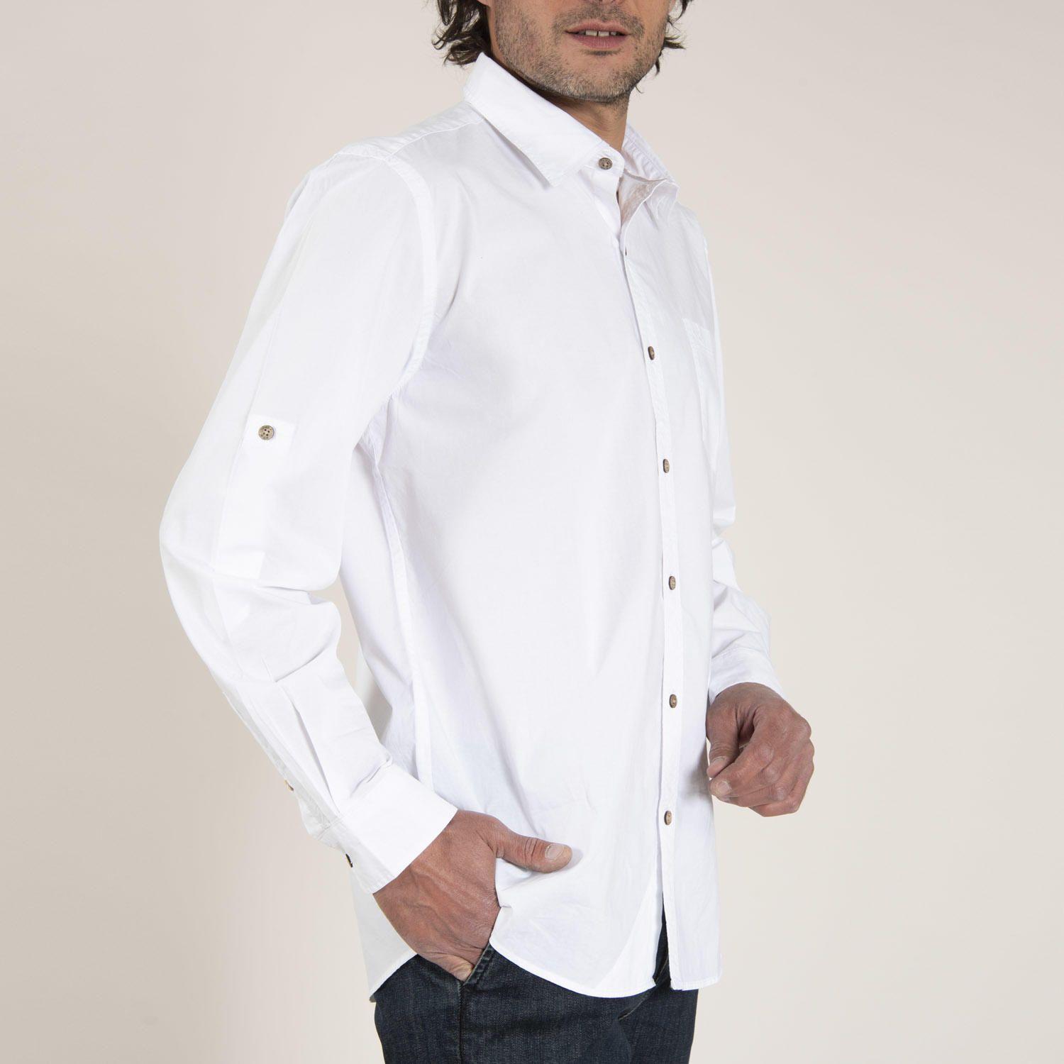Camisa Algodón Organico Masculino Galiton Blanco Rockford-1