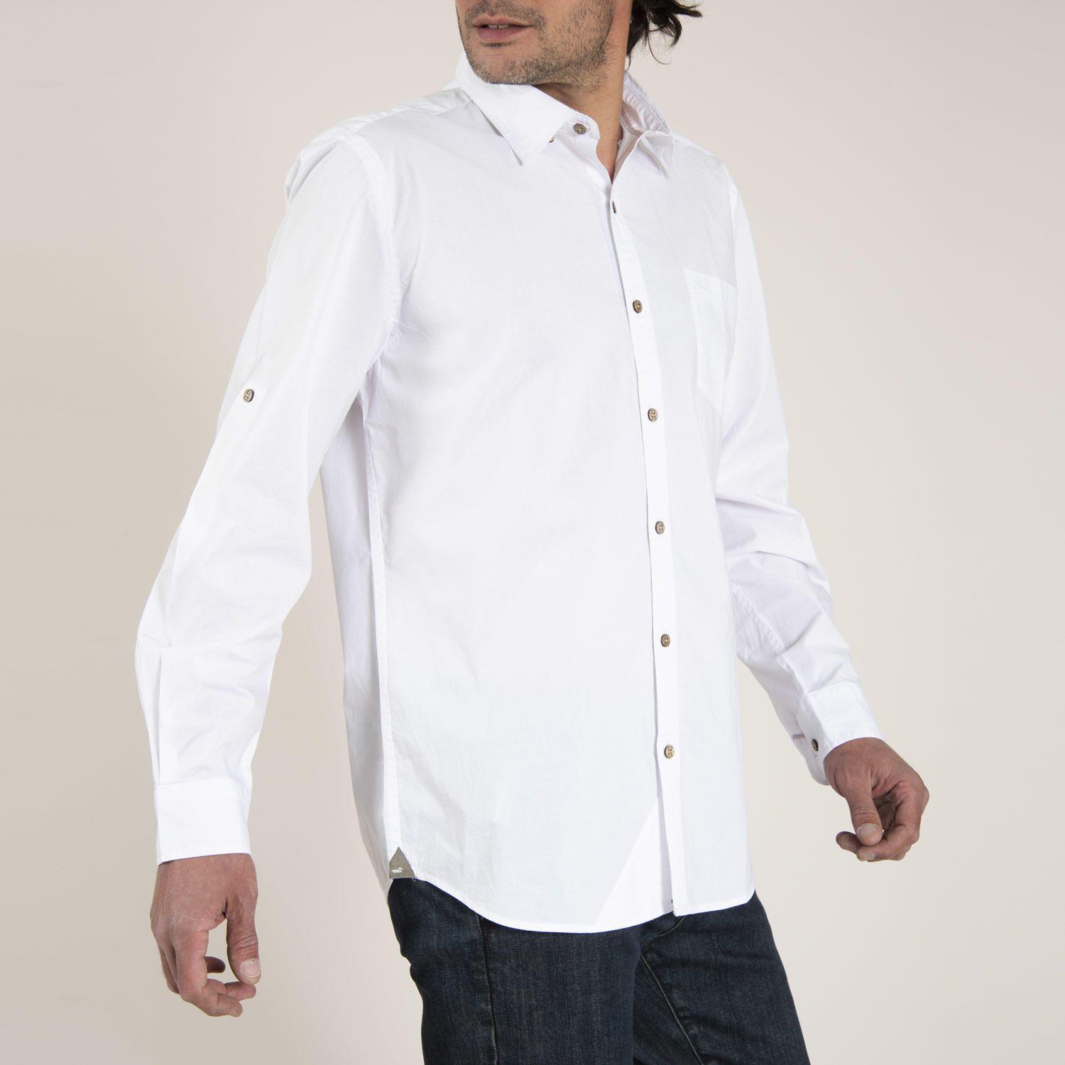 Camisa Algodón Organico Masculino Galiton Blanco Rockford-2
