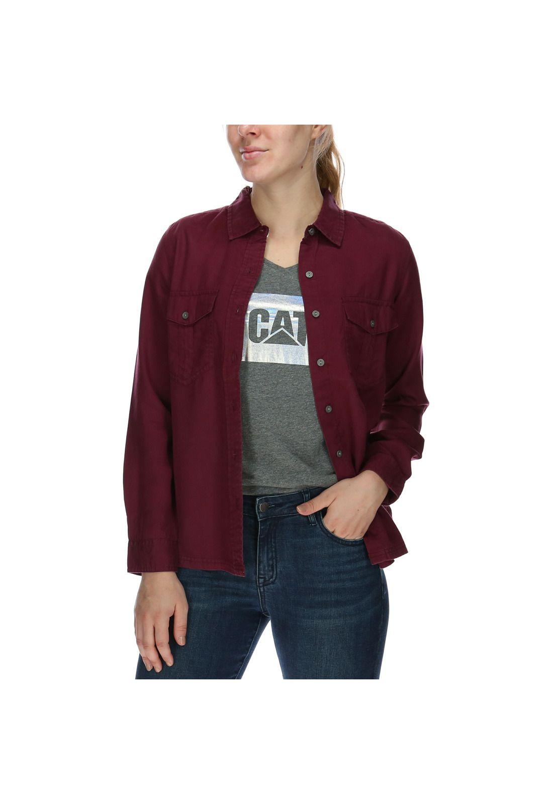 Blusa Ml Mujer Sloan L/S Woven Shirt Rayon Burdeo-1