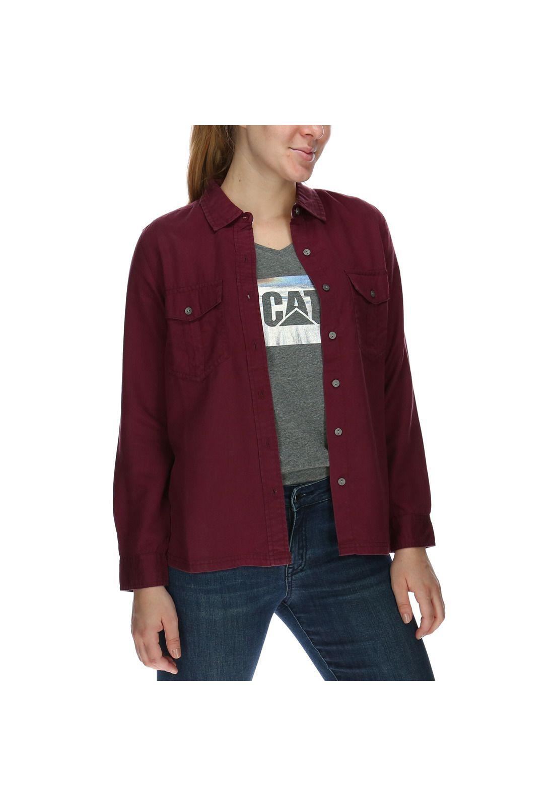 Blusa Ml Mujer Sloan L/S Woven Shirt Rayon Burdeo-3