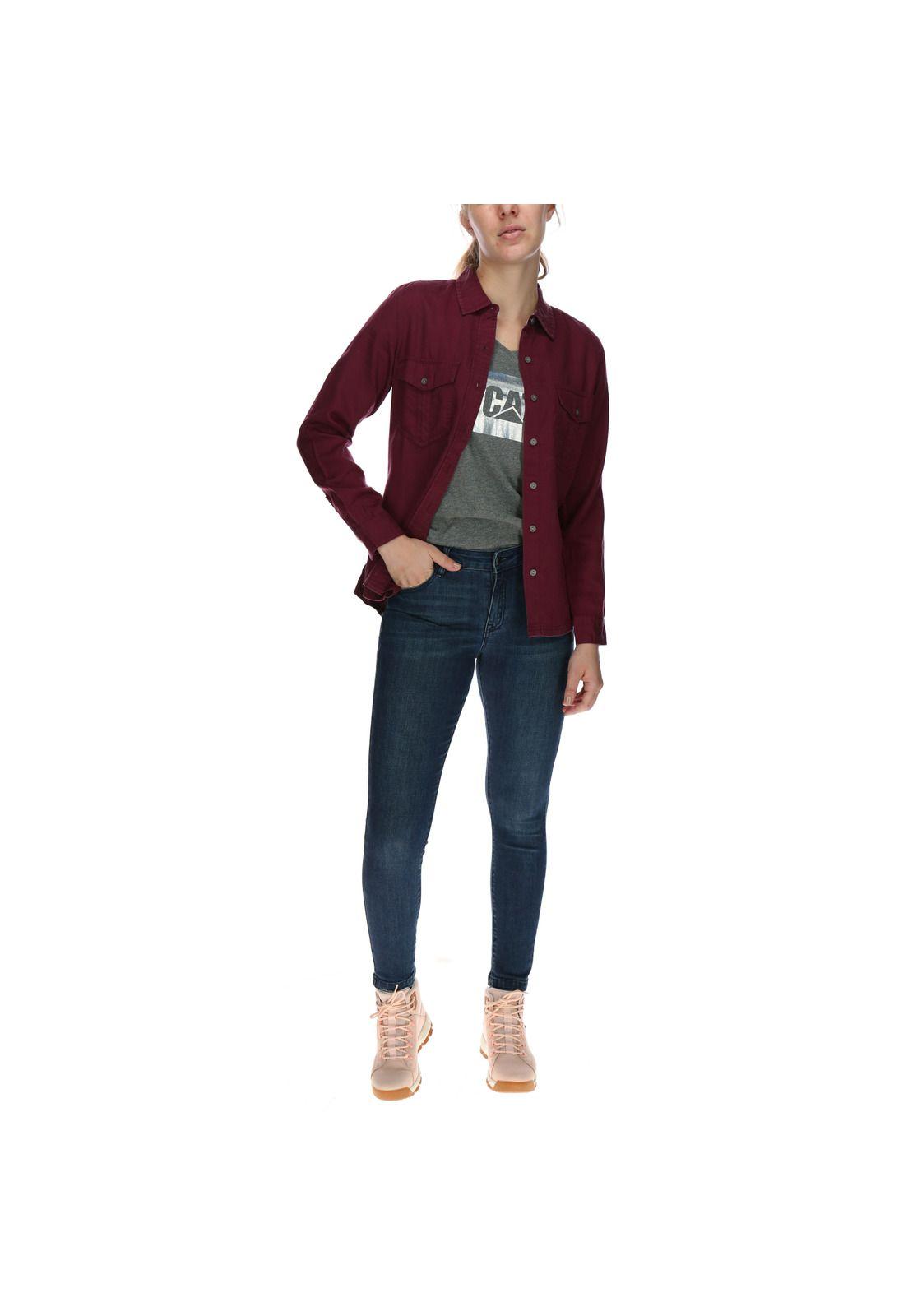 Blusa Ml Mujer Sloan L/S Woven Shirt Rayon Burdeo-4