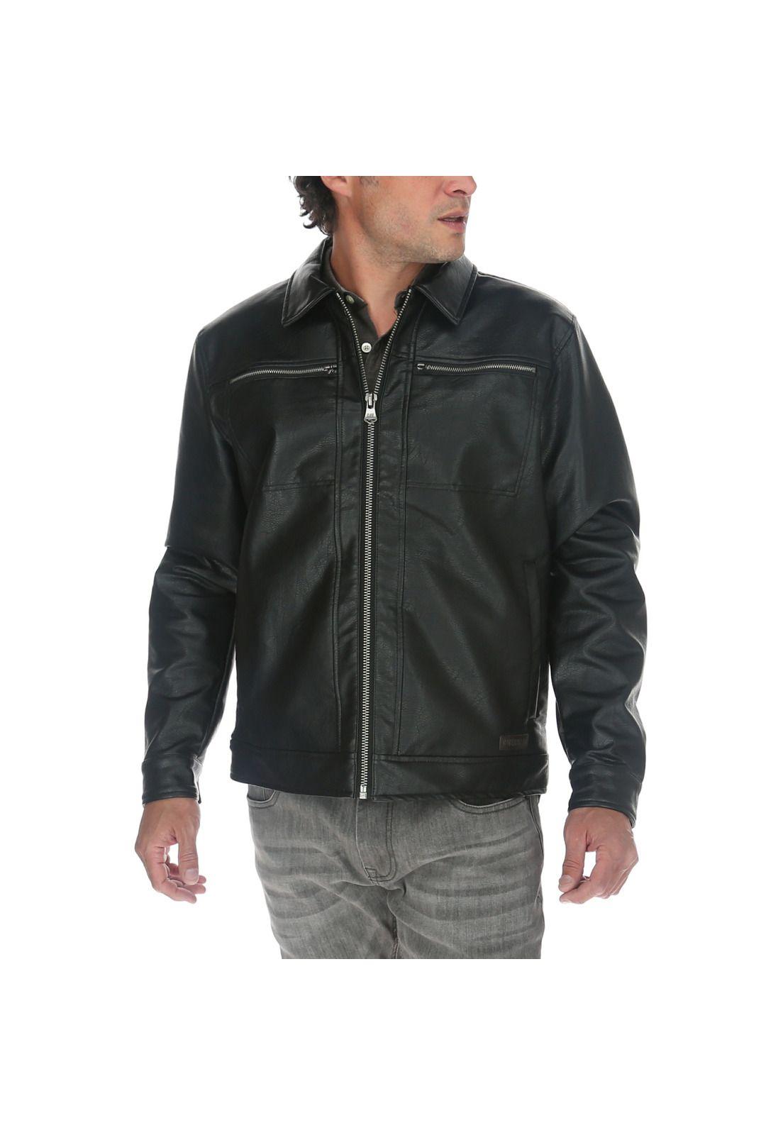 Chaqueta Hombre Foundation Faux Leather Negro-0