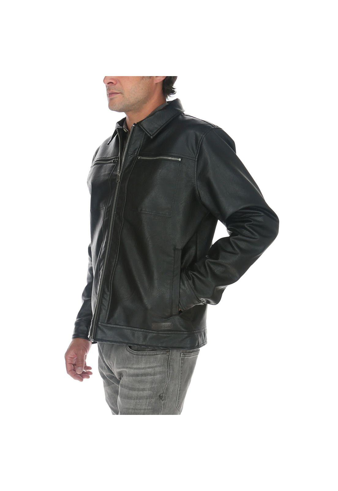 Chaqueta Hombre Foundation Faux Leather Negro-1