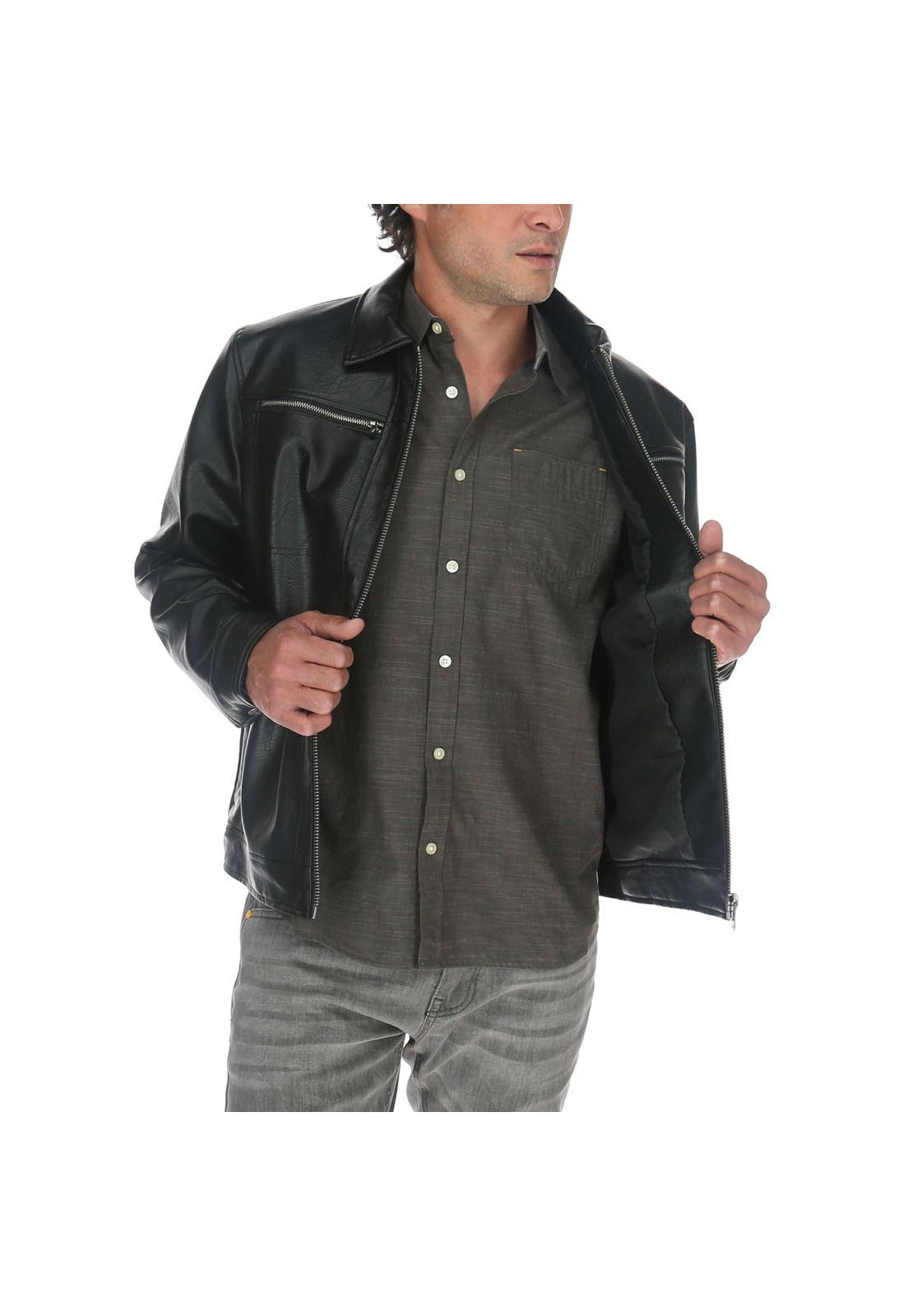 Chaqueta Hombre Foundation Faux Leather Negro-3