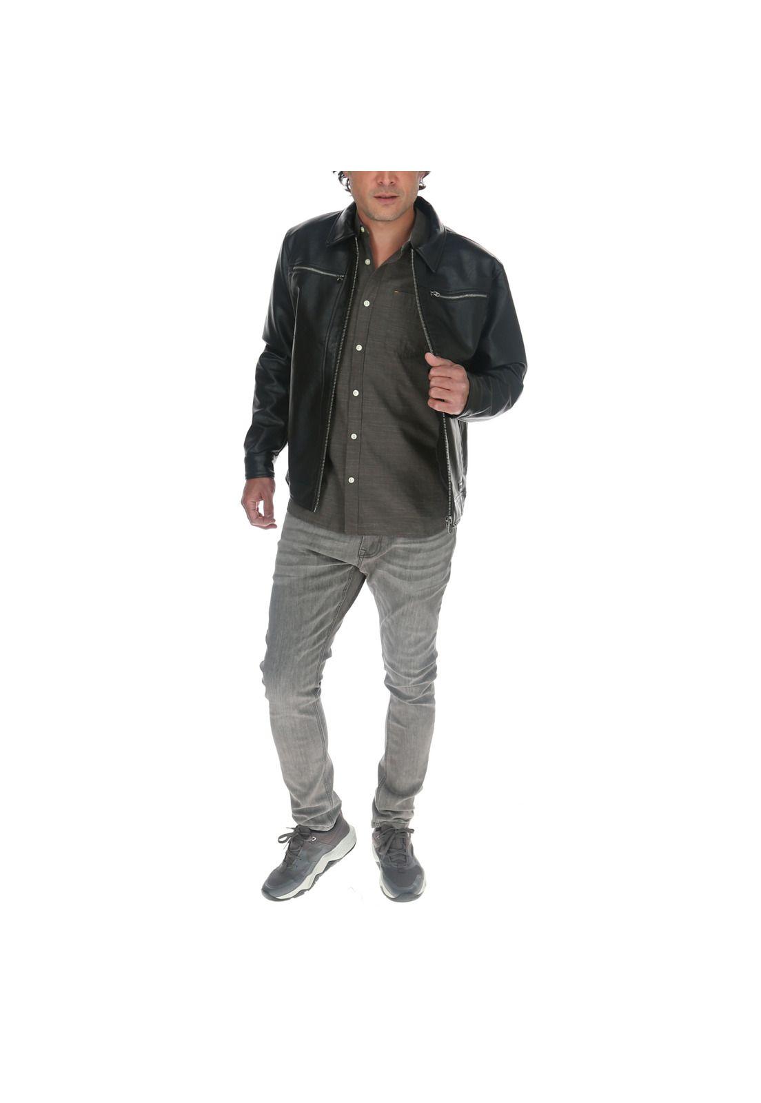 Chaqueta Hombre Foundation Faux Leather Negro-4