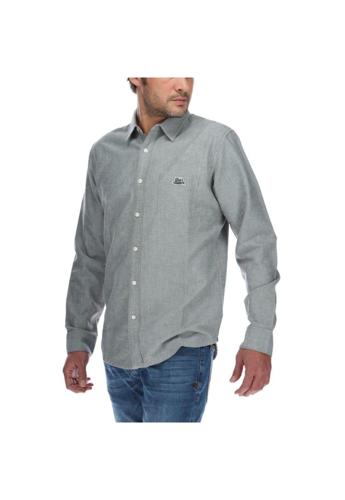 Camisa Ml Hombre Minimal Oxford L/S Shirt Gris-1