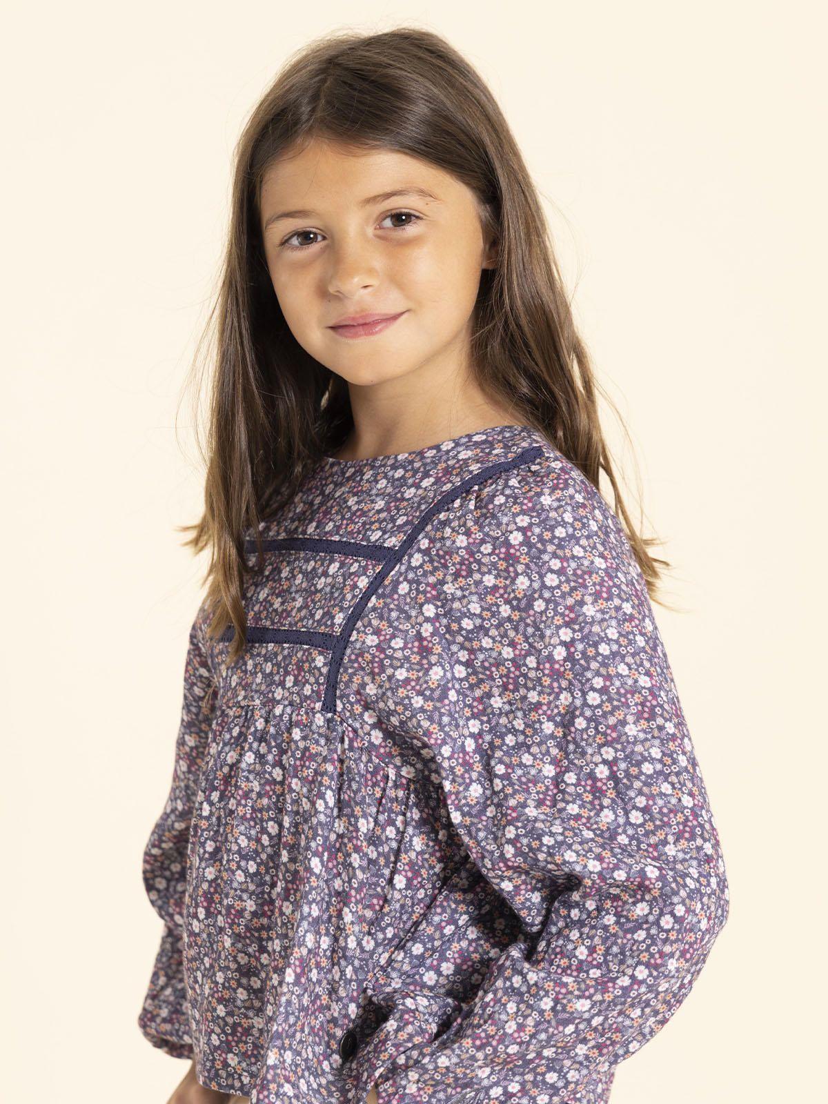 Blusa Manga Larga Amapola Niña Azul-3