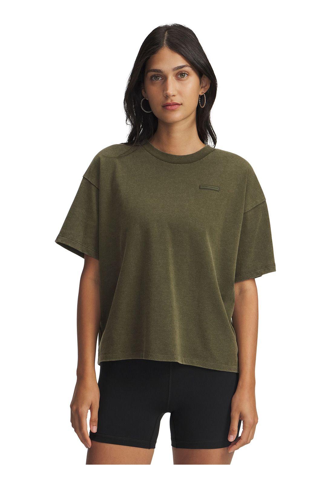 Polera Manga Corta Lifestyle  mujer  Boxy Wash HW verde -0