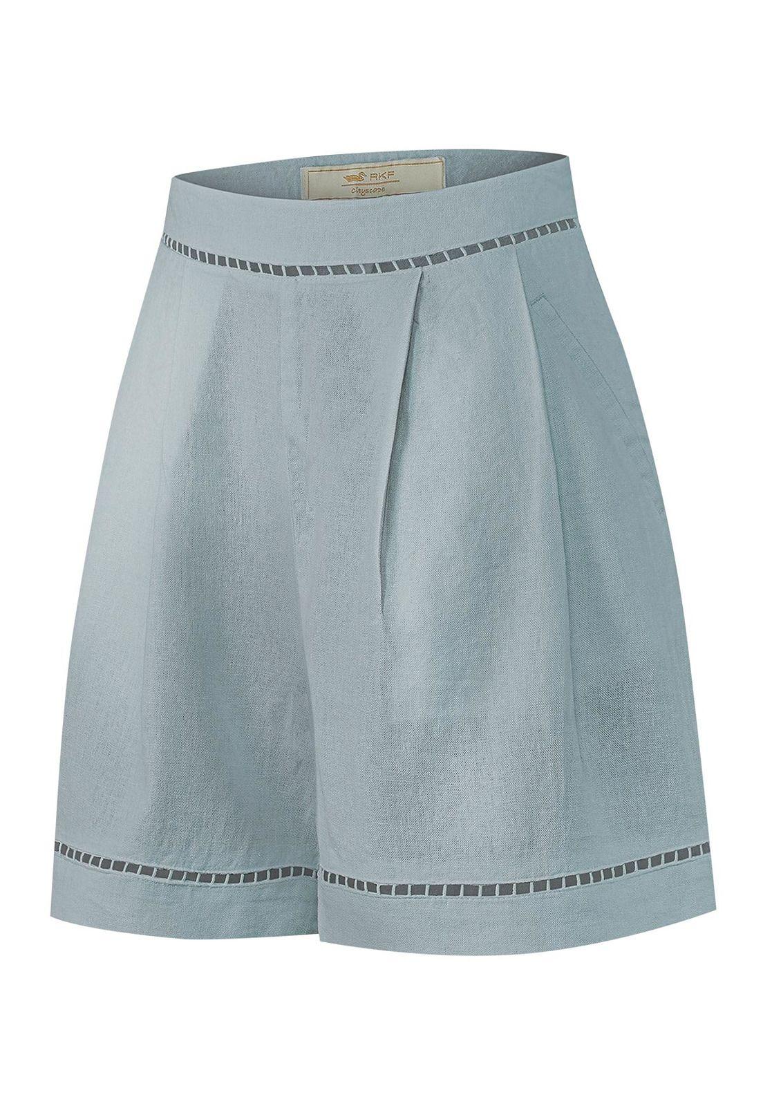 Short Lino Orgánico Mujer Andes Gris -0