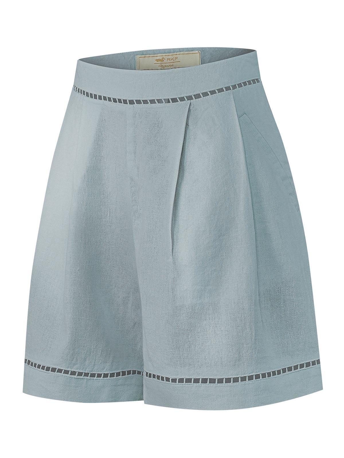 Short Lino Orgánico Mujer Andes Gris -0