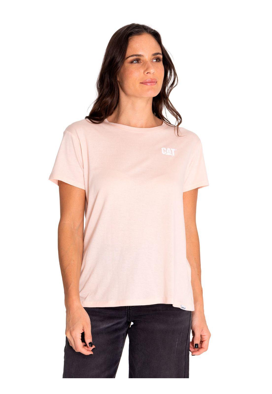 Polera Manga Corta Casual Mujer Cat Logo Tee Rosado-1