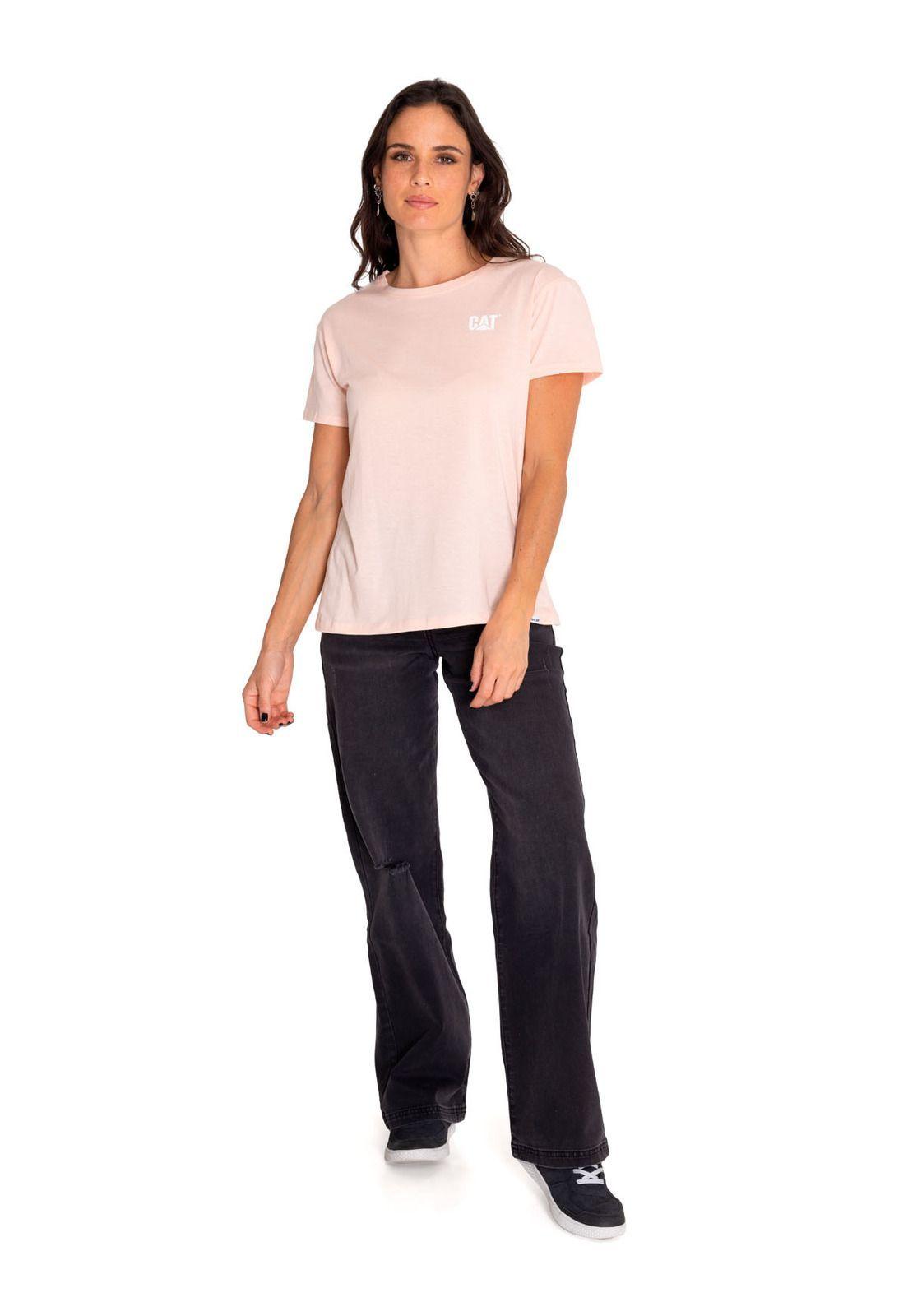 Polera Manga Corta Casual Mujer Cat Logo Tee Rosado-5