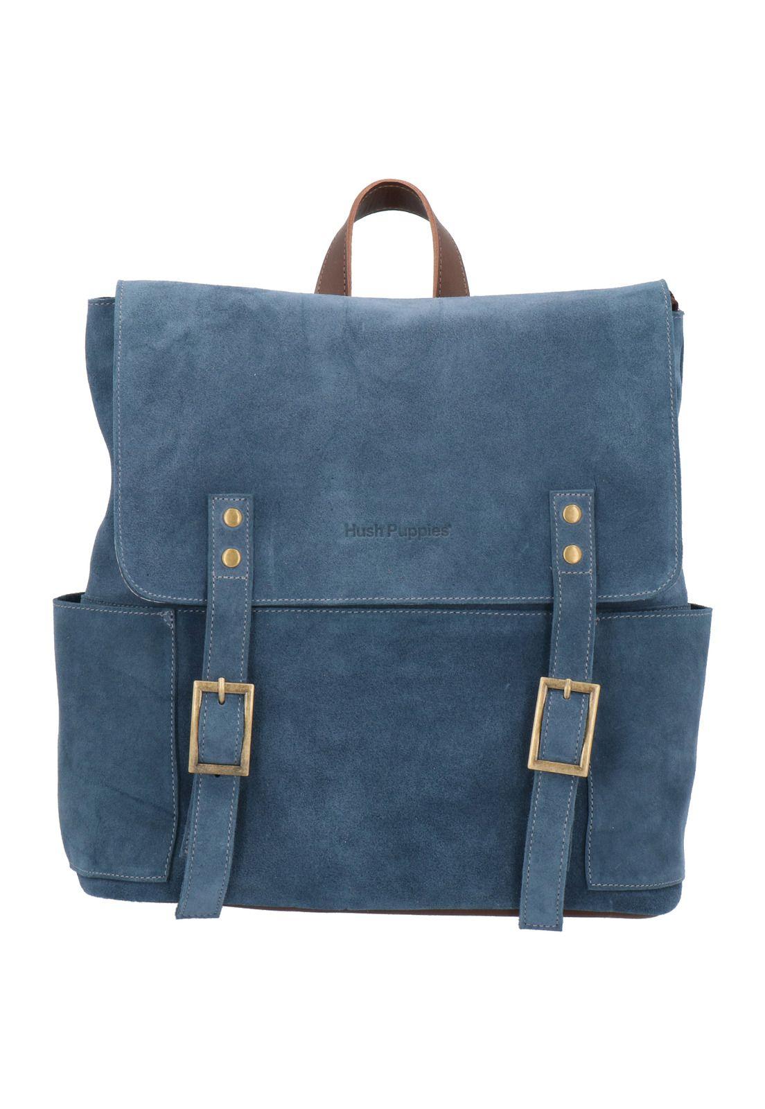 Mochila Cuero Esmeralda Back Azul Mujer-0