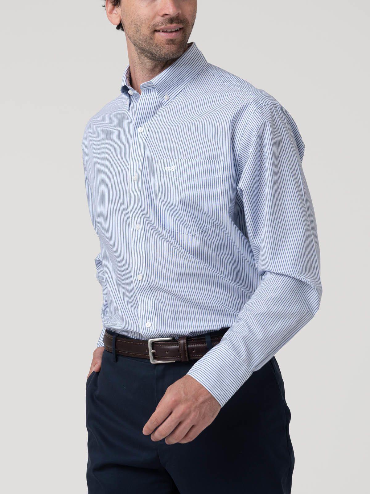 Camisa Cuello Button-Down Hombre Wf Azul rayas-5