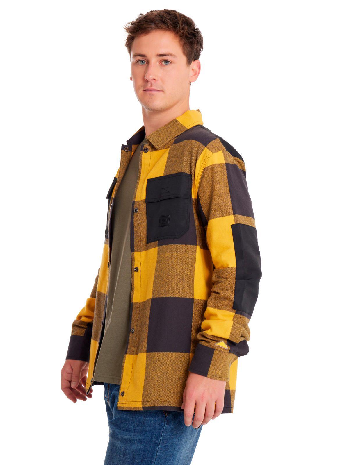 Camisa Manga Larga Flannel Hombre Snap Fr Amarillo-3
